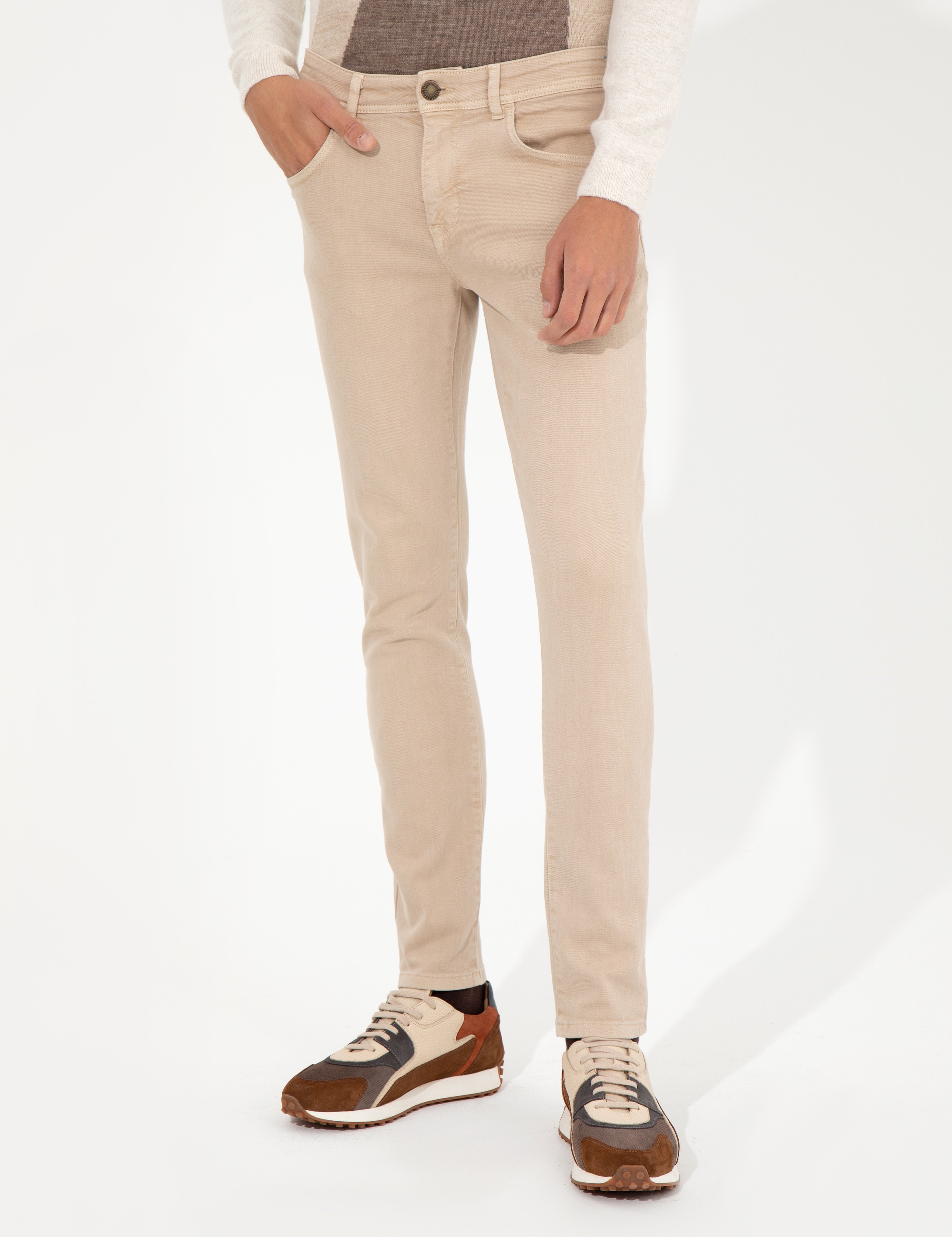 Bej Slim Fit Jean Pantolon - Image 2