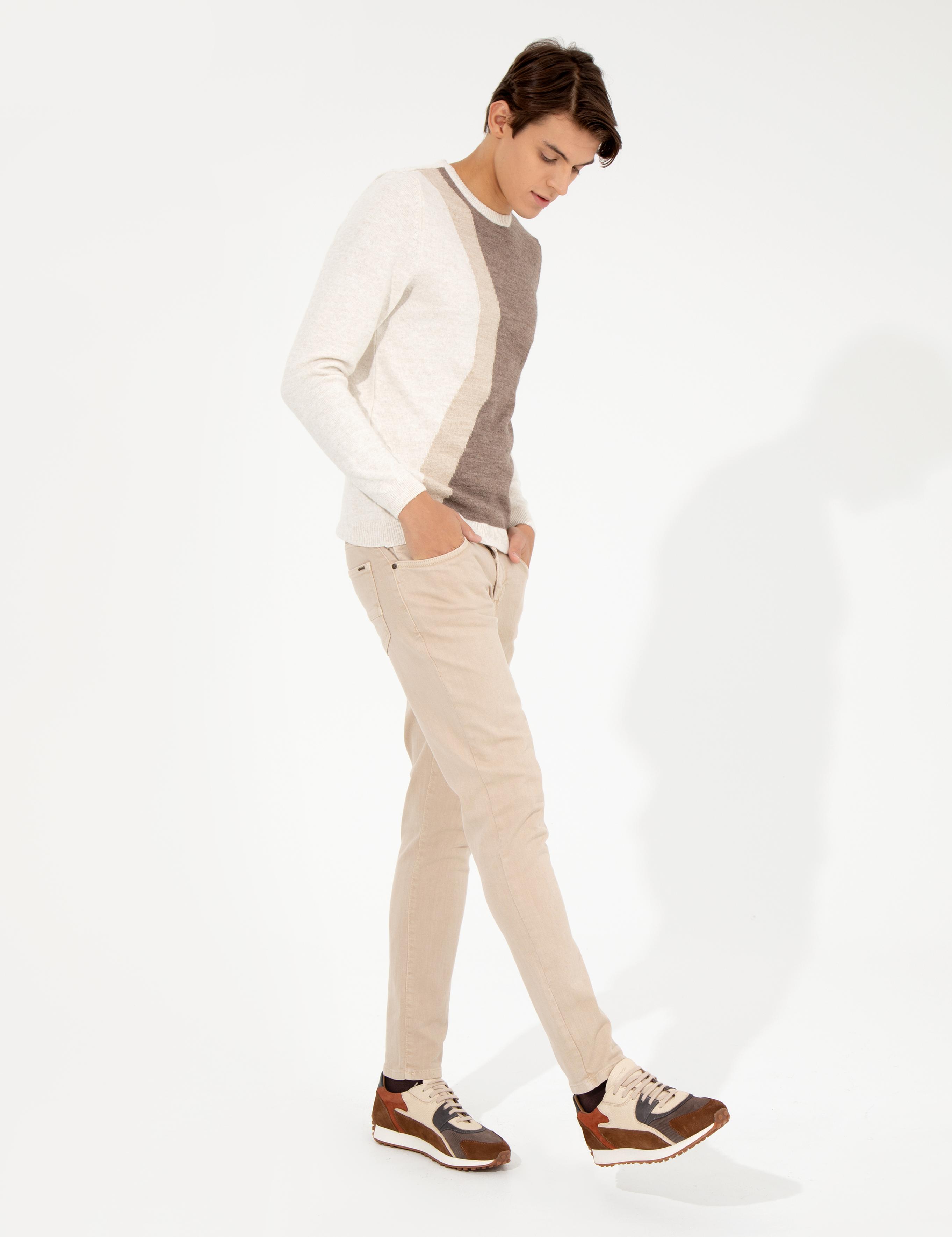 Bej Slim Fit Jean Pantolon