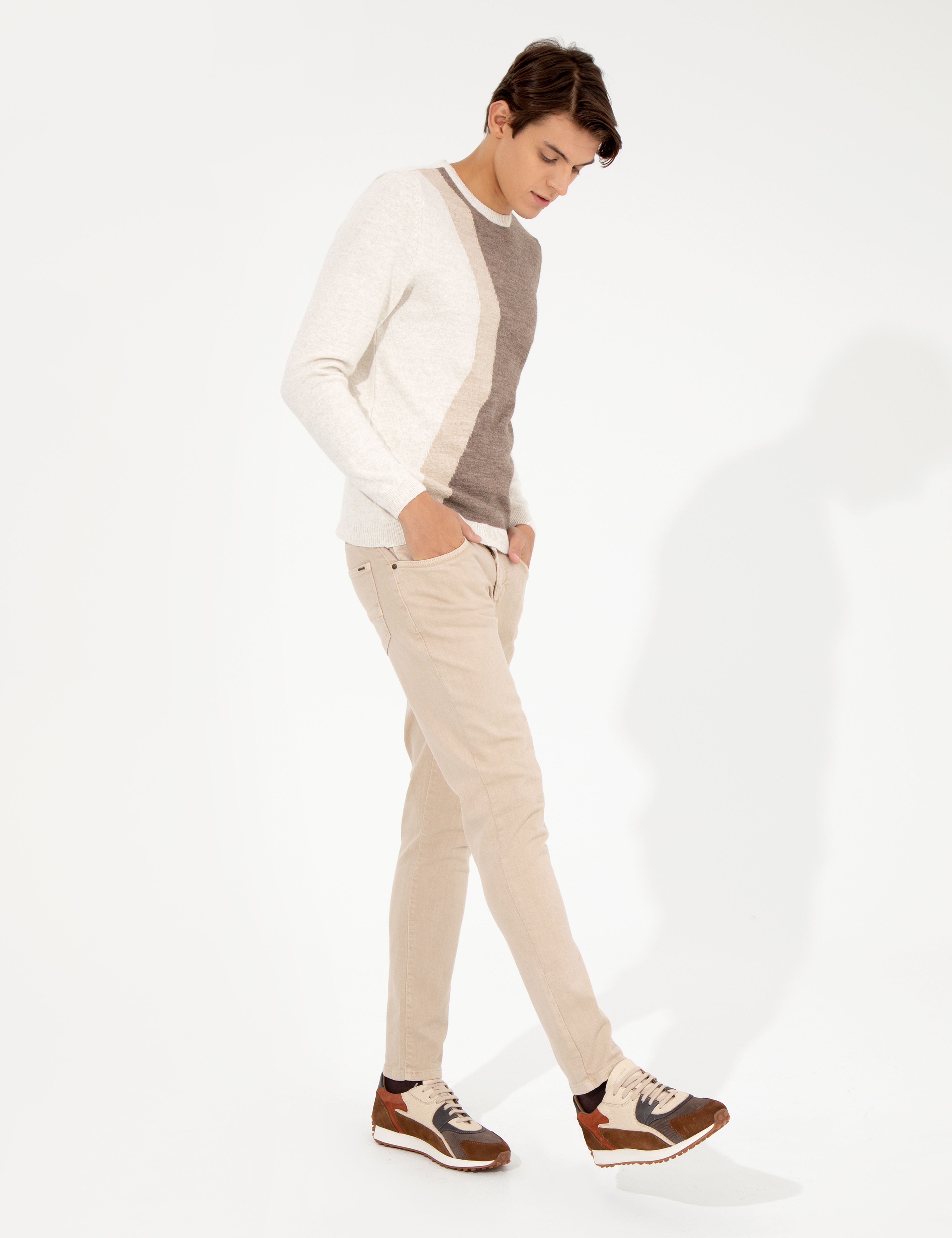 Bej Slim Fit Jean Pantolon - Image 3