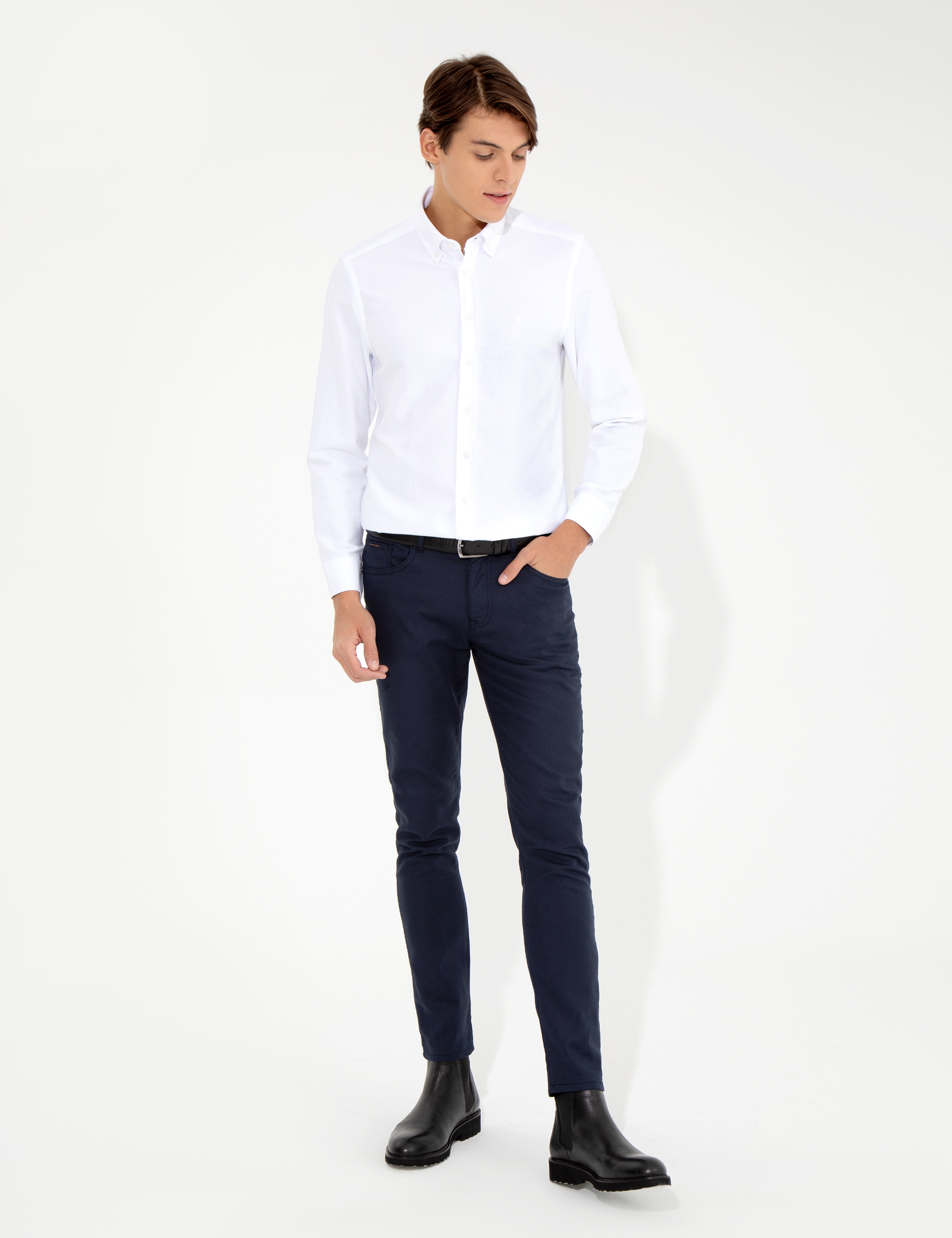 Lacivert Slim Fit Kanvas Pantolon - Image 3