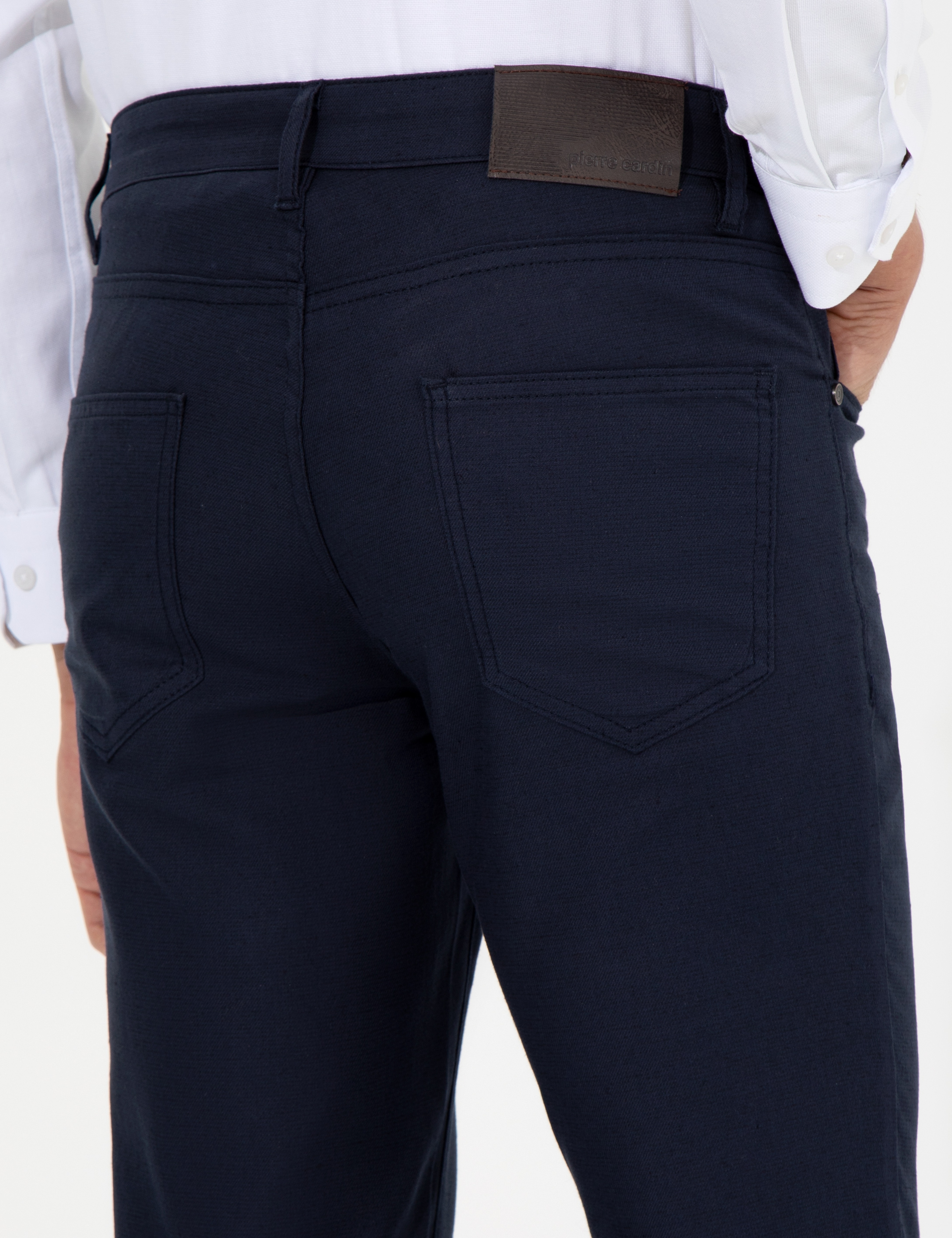 Lacivert Slim Fit Kanvas Pantolon