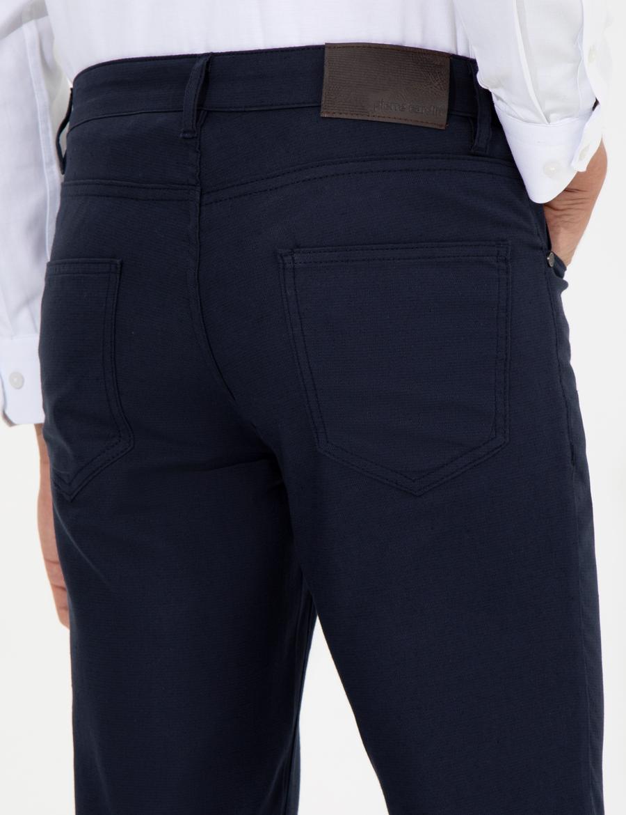 Lacivert Slim Fit Kanvas Pantolon