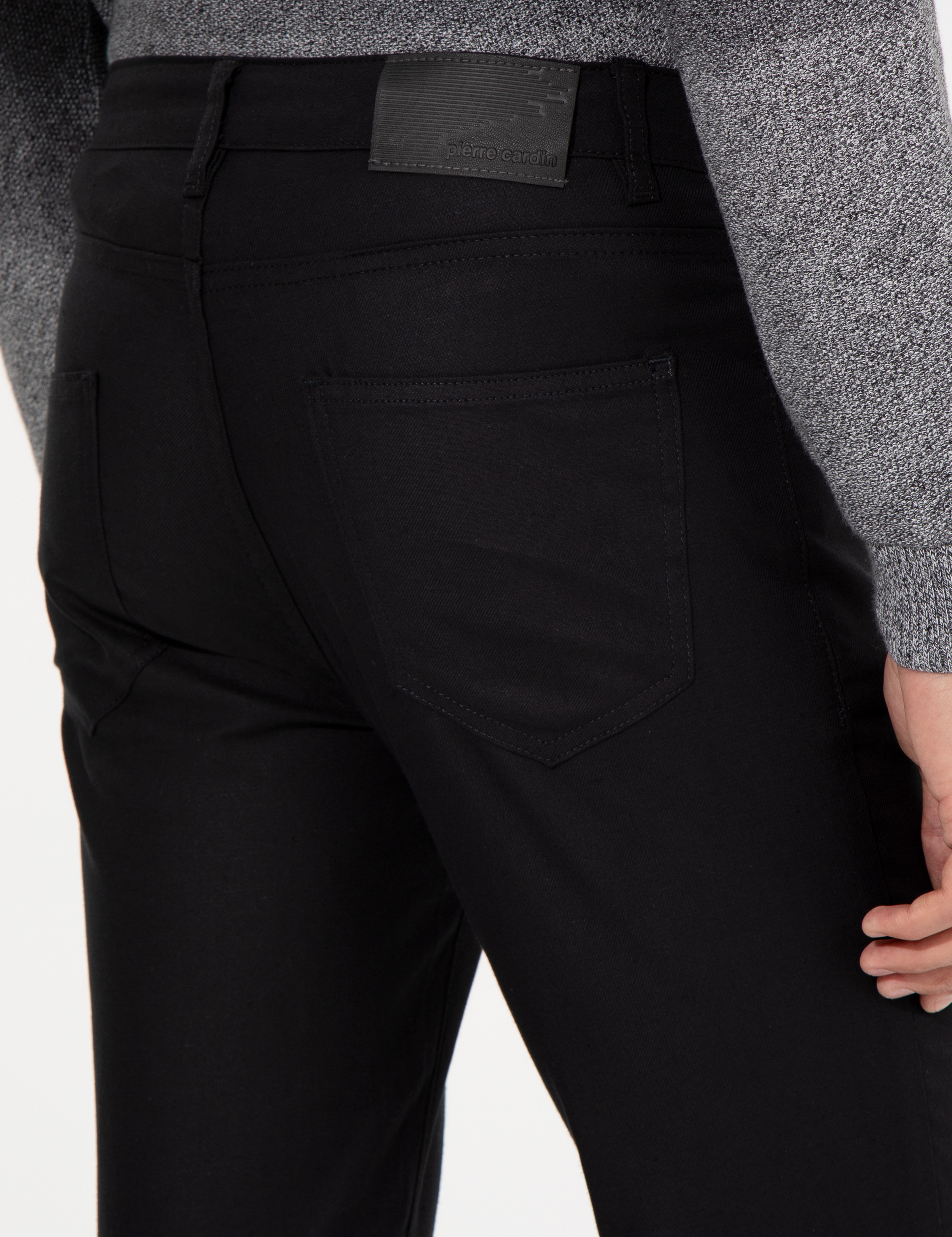 Siyah Slim Fit Keten Karışımlı 5 Cep Chino Pantolon - Image 7
