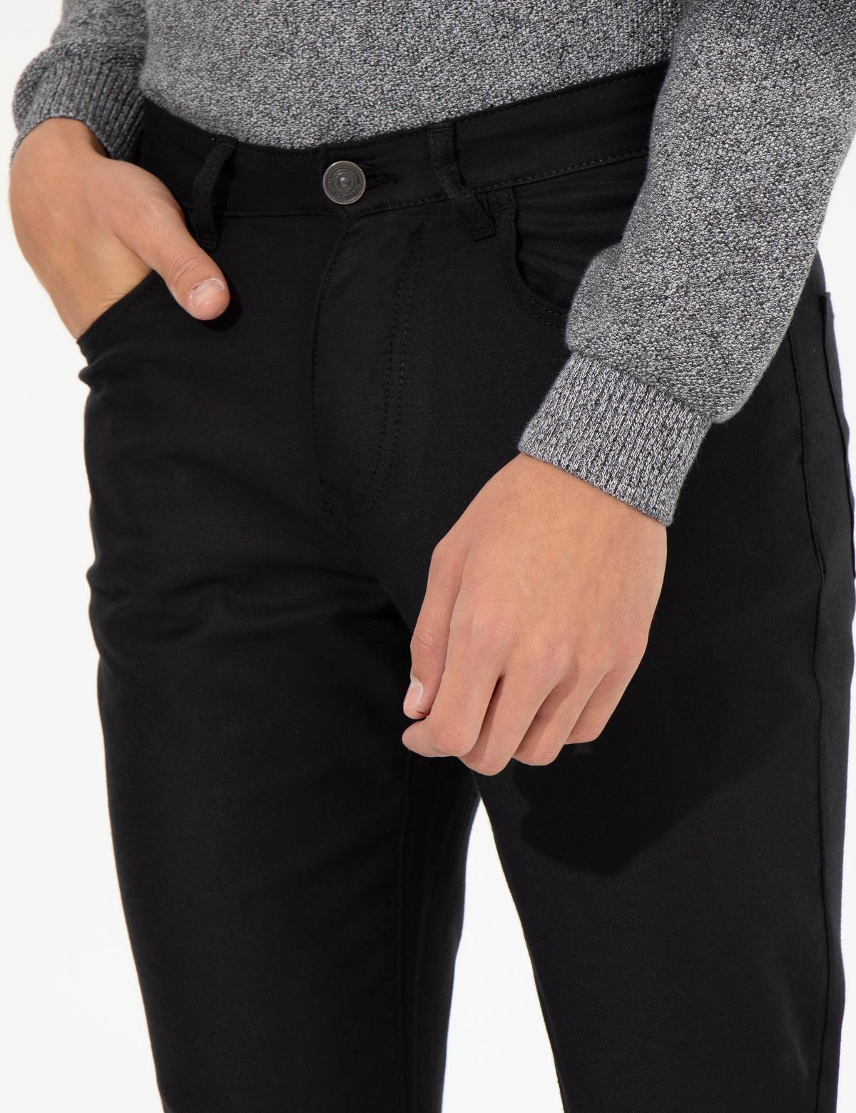 Siyah Slim Fit Keten Karışımlı  5 Cep Chino Pantolon - 50263249188