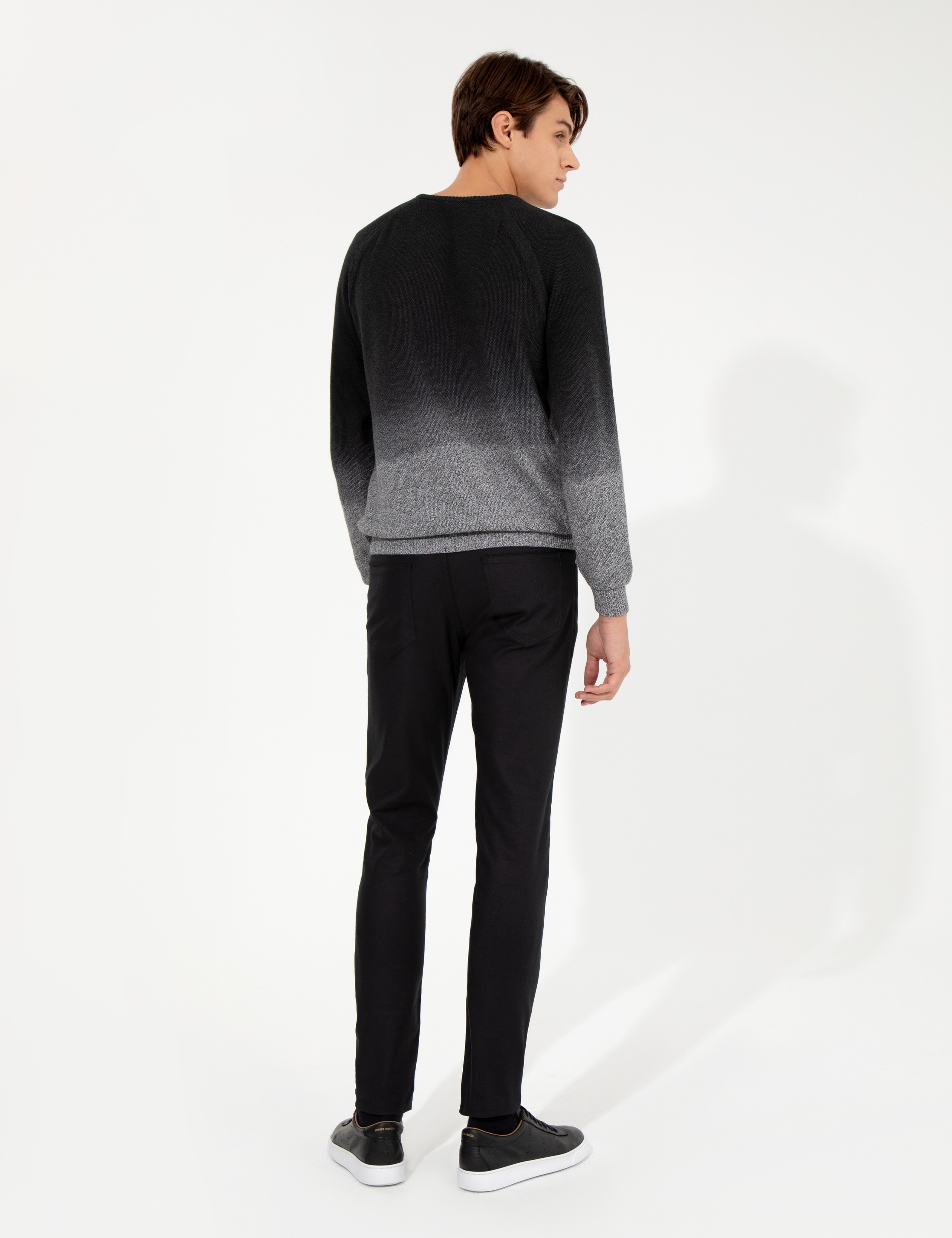 Siyah Slim Fit Keten Karışımlı 5 Cep Chino Pantolon - Image 4