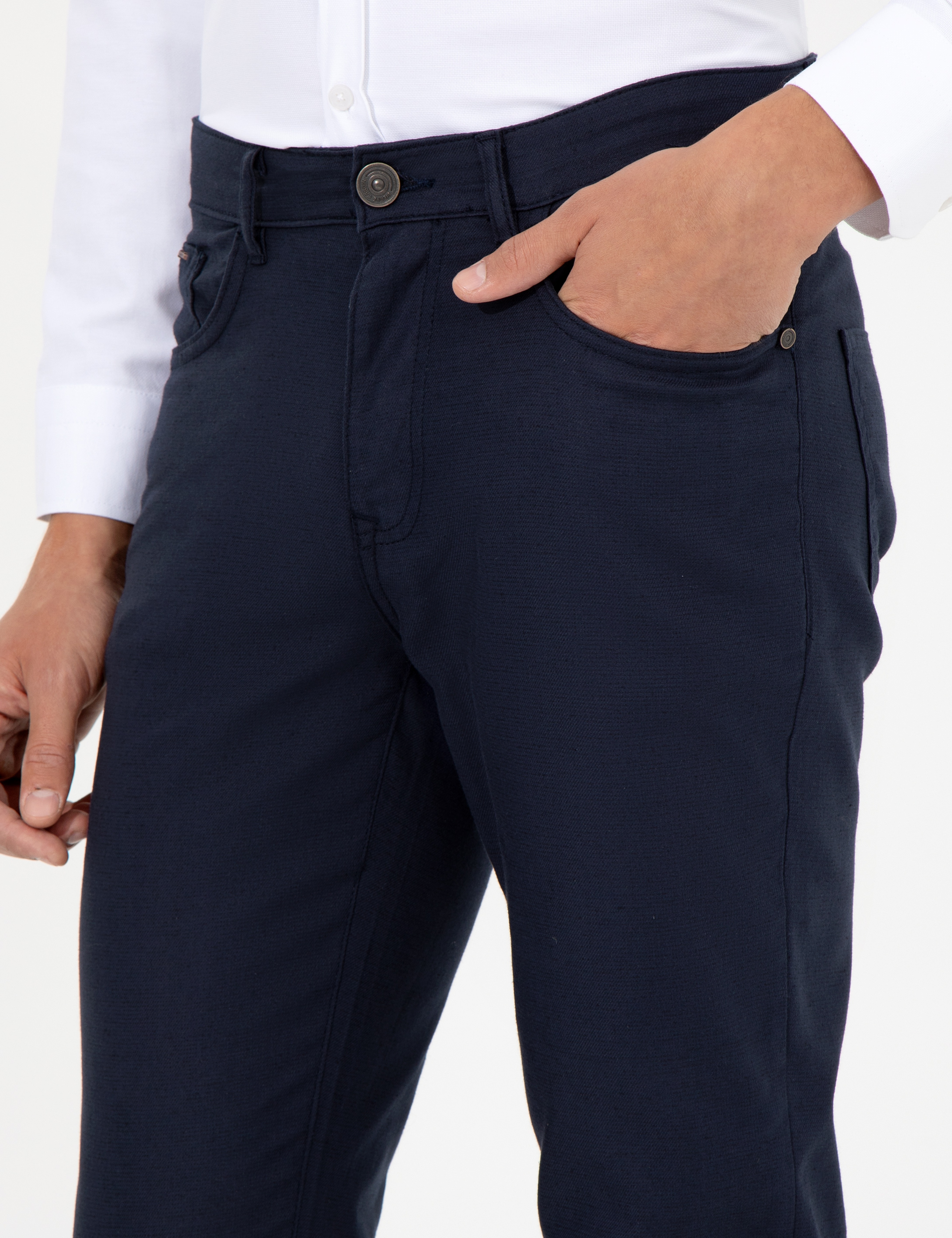 Lacivert Slim Fit Kanvas Pantolon - Image 6