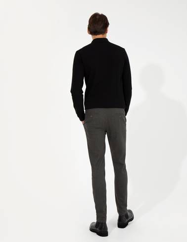 Haki Slim Fit Keten Karışımlı Chino Pantolon