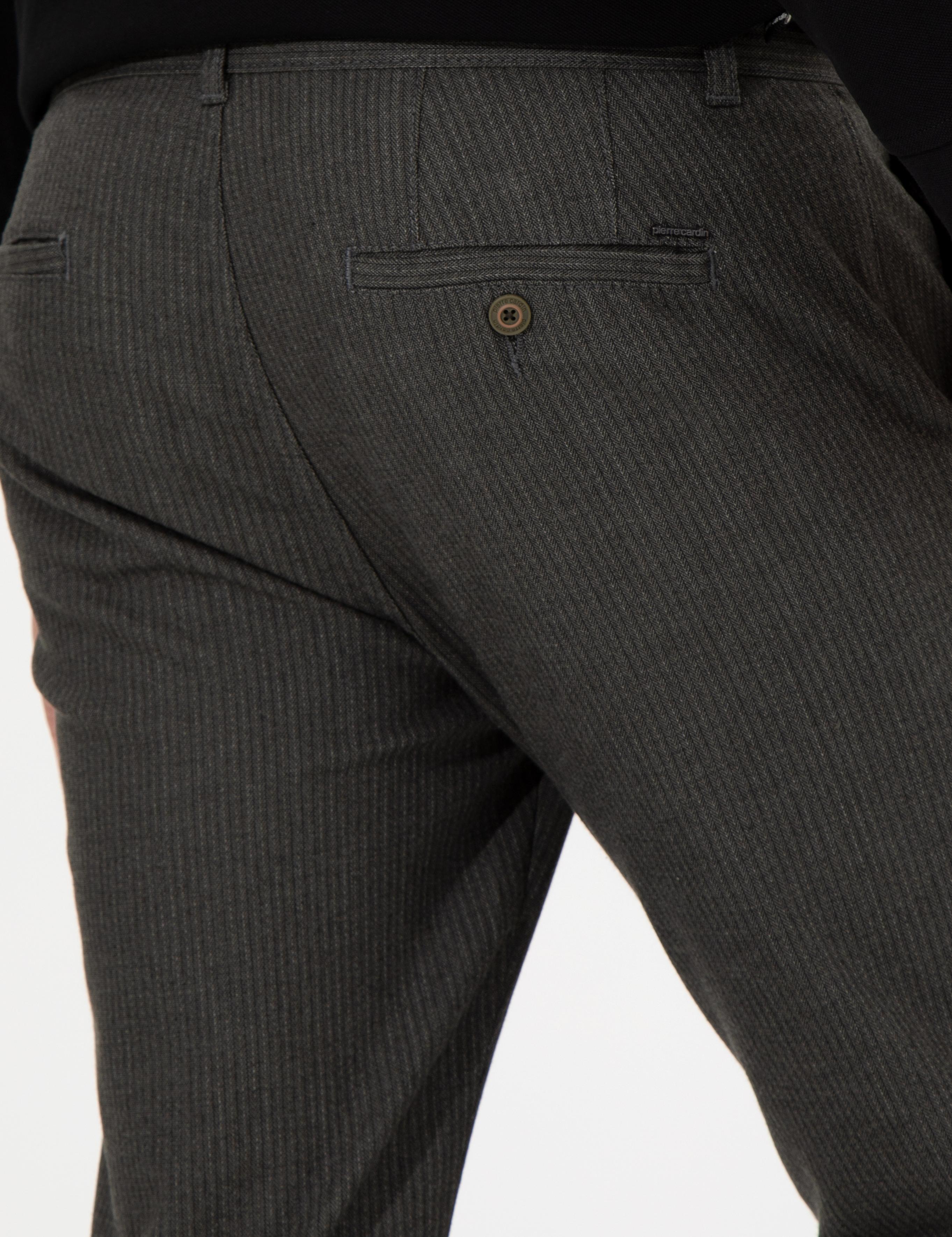 Haki Slim Fit Keten Karışımlı Chino Pantolon