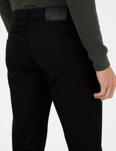 Siyah Slim Fit Kanvas Pantolon