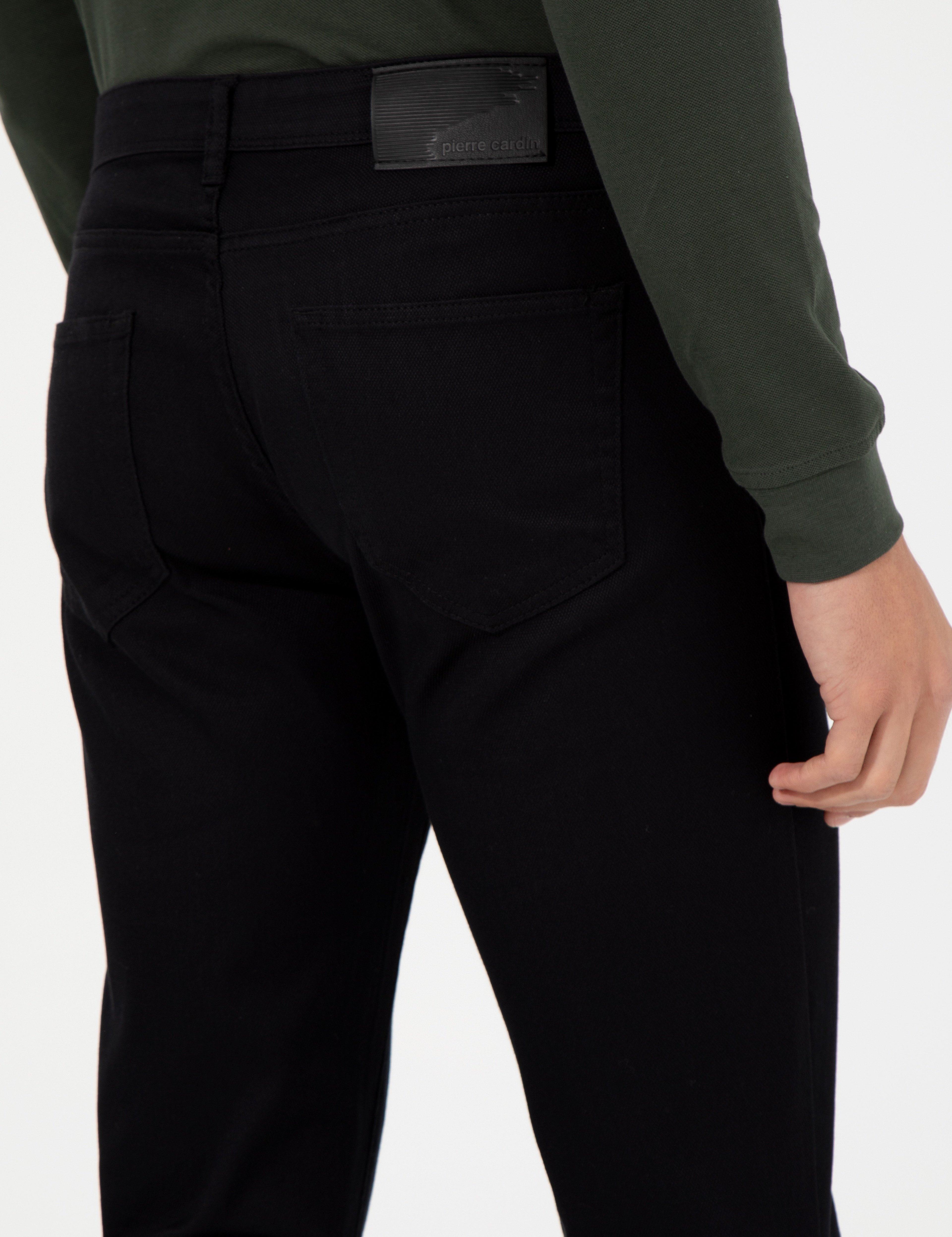 Siyah Slim Fit Kanvas Pantolon - Image 7