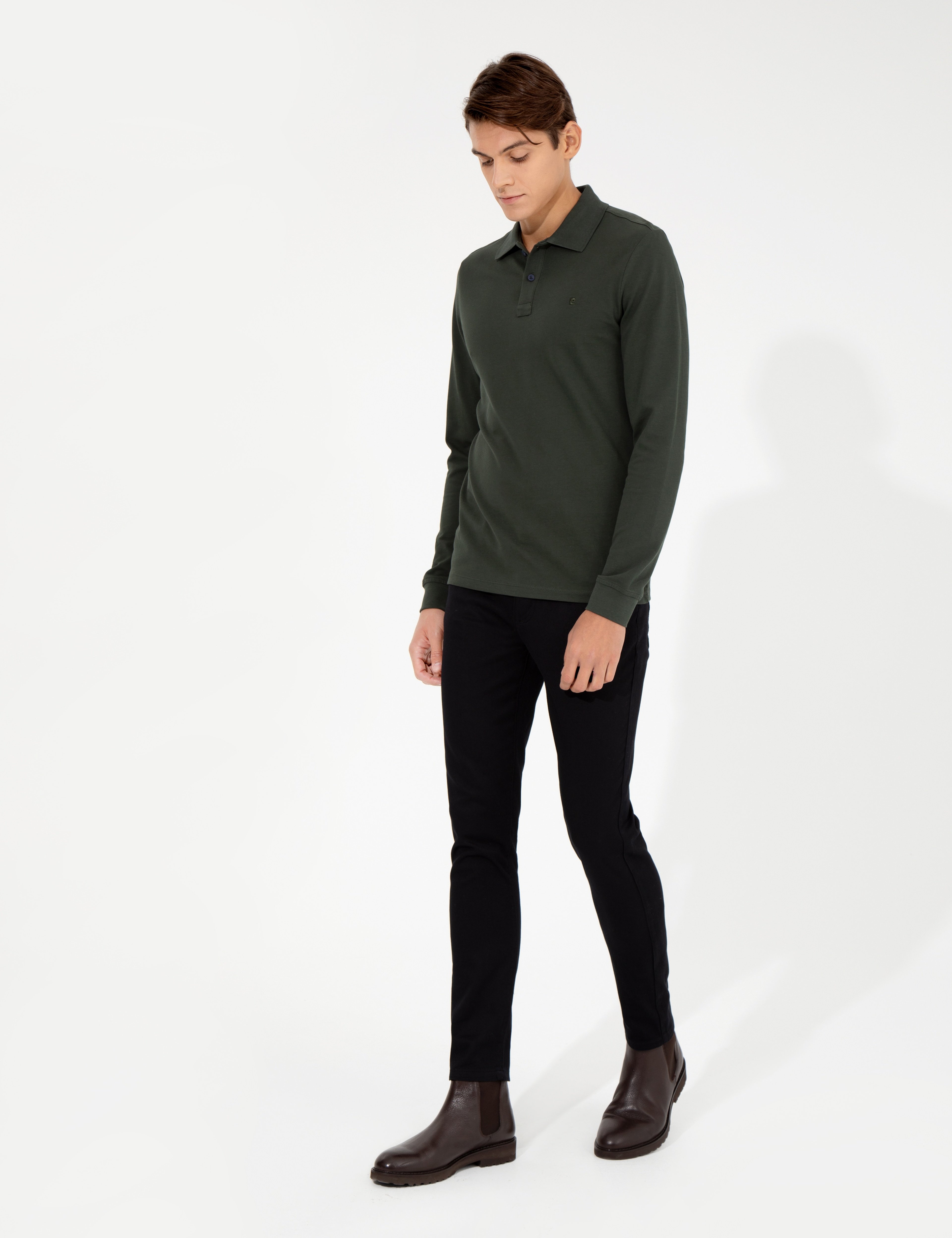 Siyah Slim Fit Kanvas Pantolon - Image 3