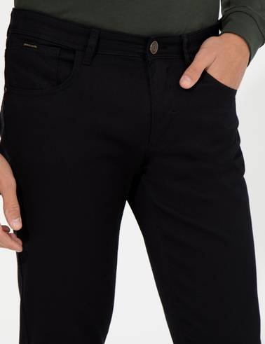 Siyah Slim Fit Kanvas Pantolon
