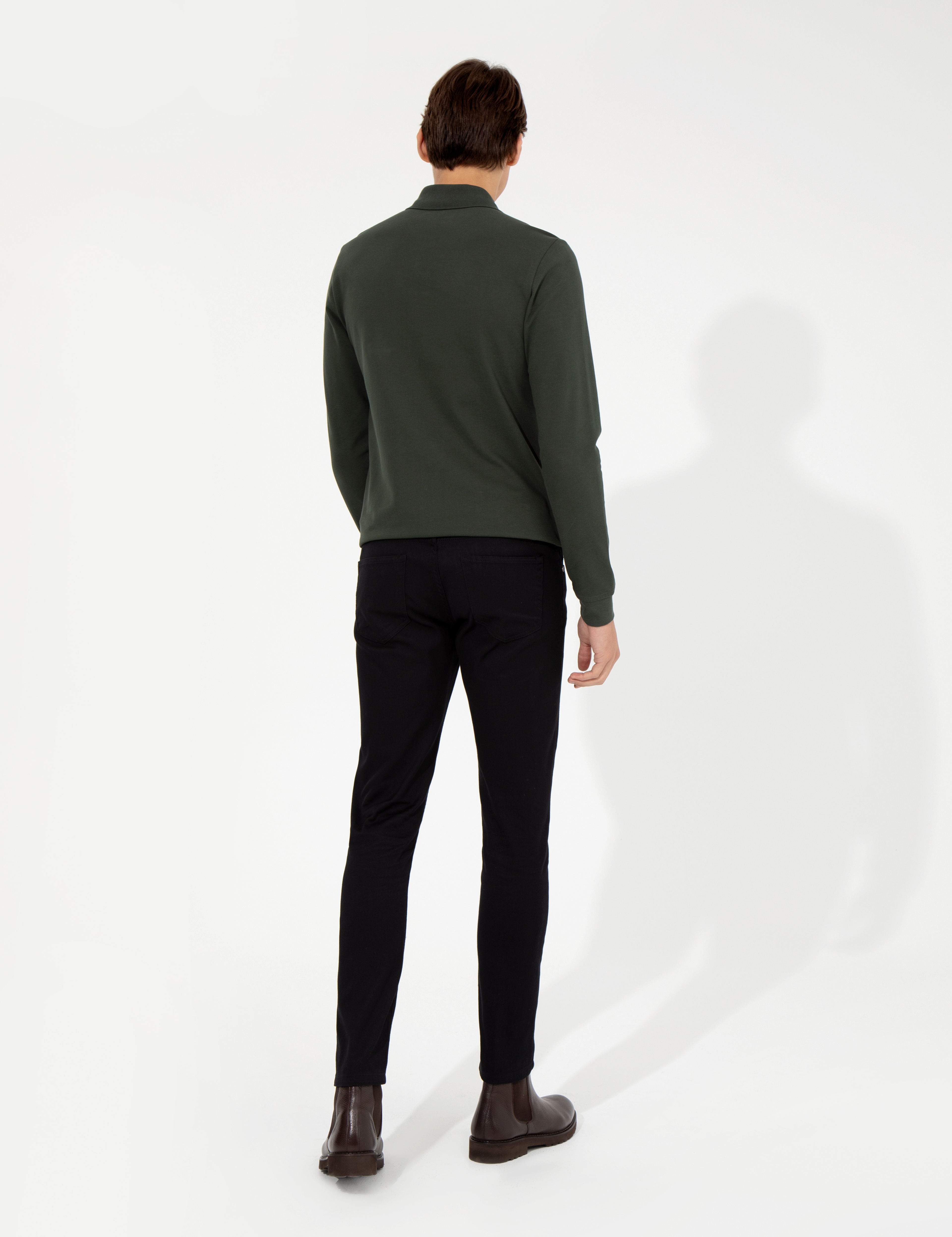 Siyah Slim Fit Kanvas Pantolon - Image 4