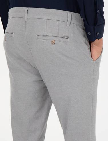 Açık Gri Slim Fit Kanvas Pantolon
