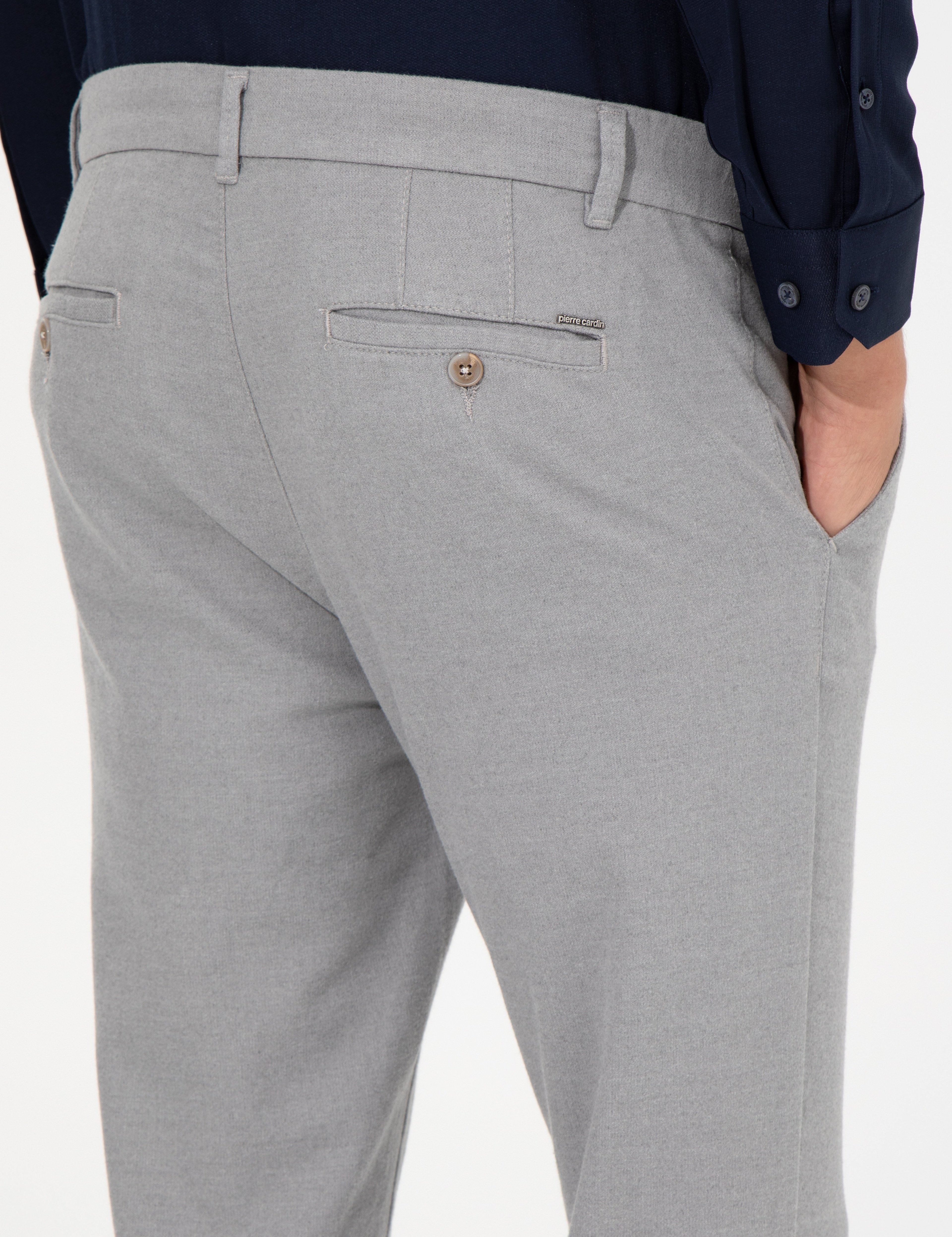 Açık Gri Slim Fit Kanvas Pantolon - Image 7