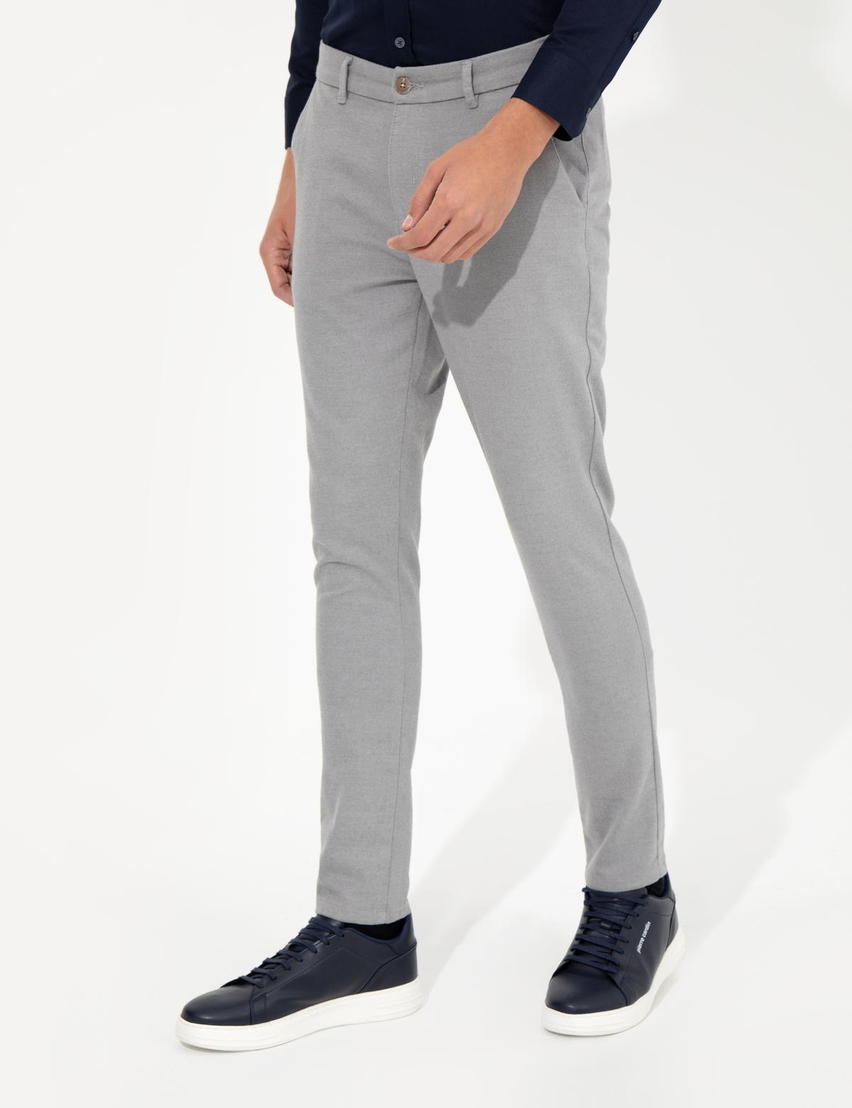 Açık Gri Slim Fit Kanvas Pantolon - 50259756048