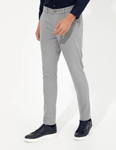 Açık Gri Slim Fit Kanvas Pantolon