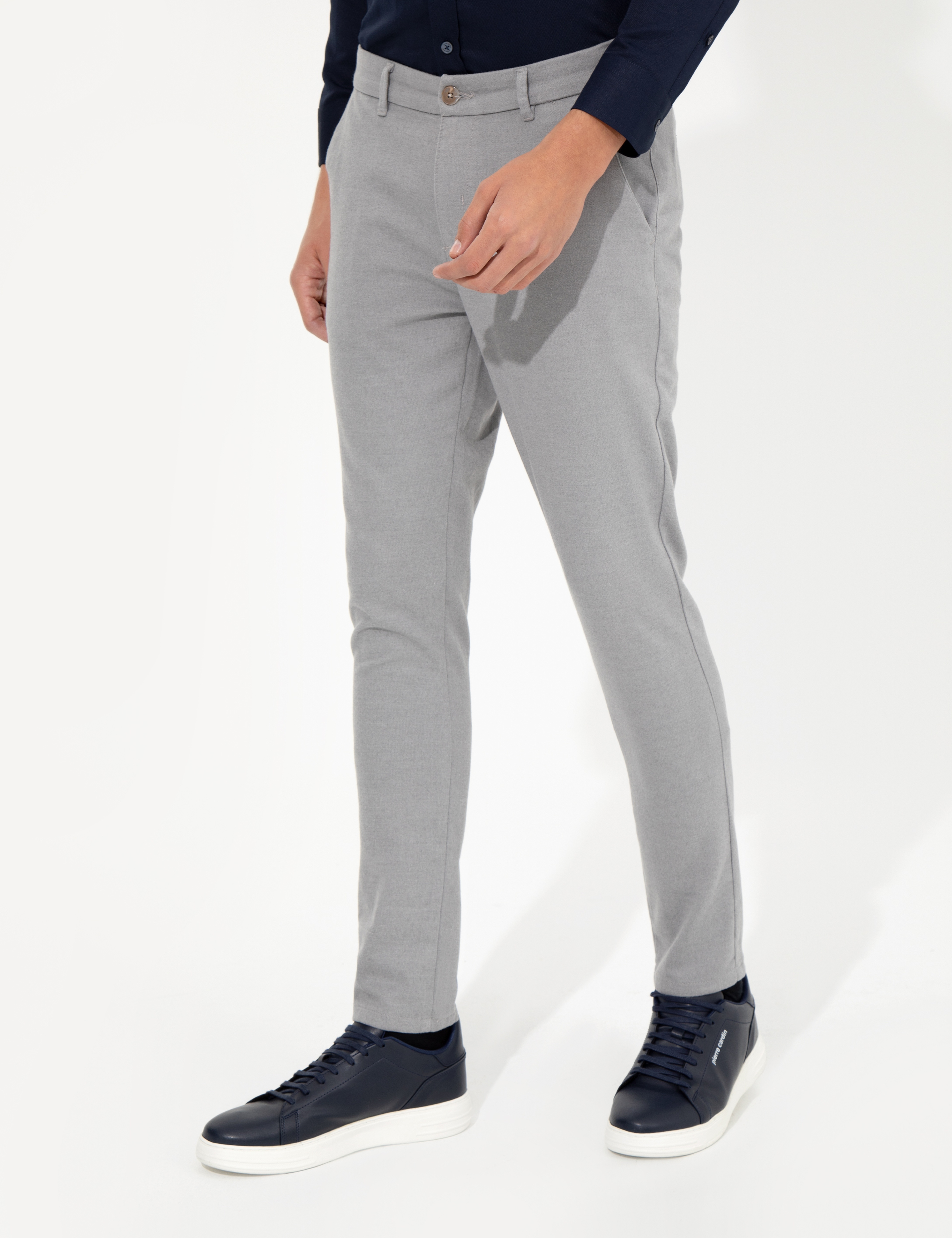 Açık Gri Slim Fit Kanvas Pantolon
