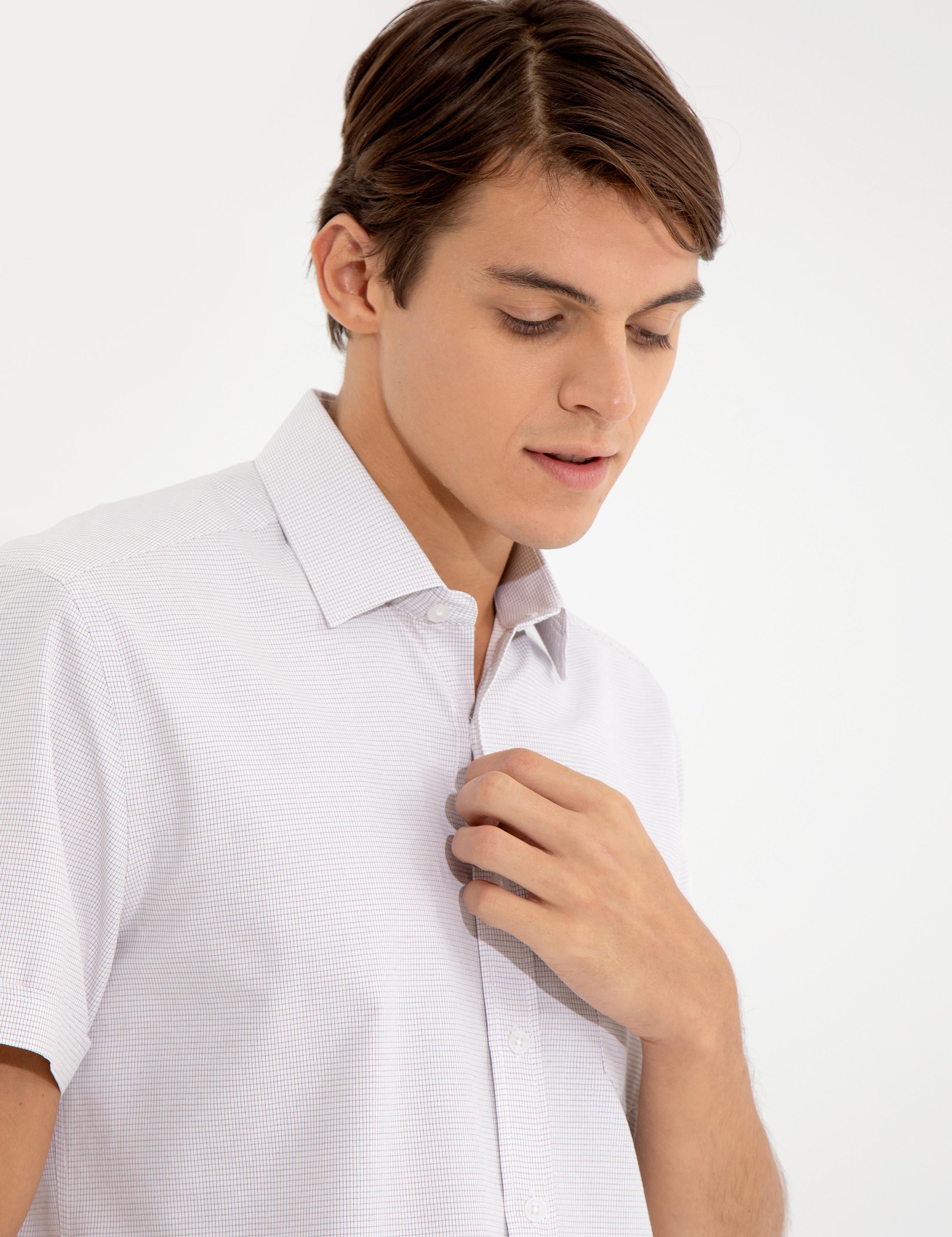 Bej Regular Fit Kısa Kollu Gömlek