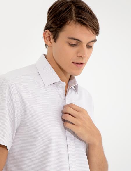Bej Regular Fit Kısa Kollu Gömlek - 50255263008