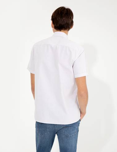 Bej Regular Fit Kısa Kollu Gömlek