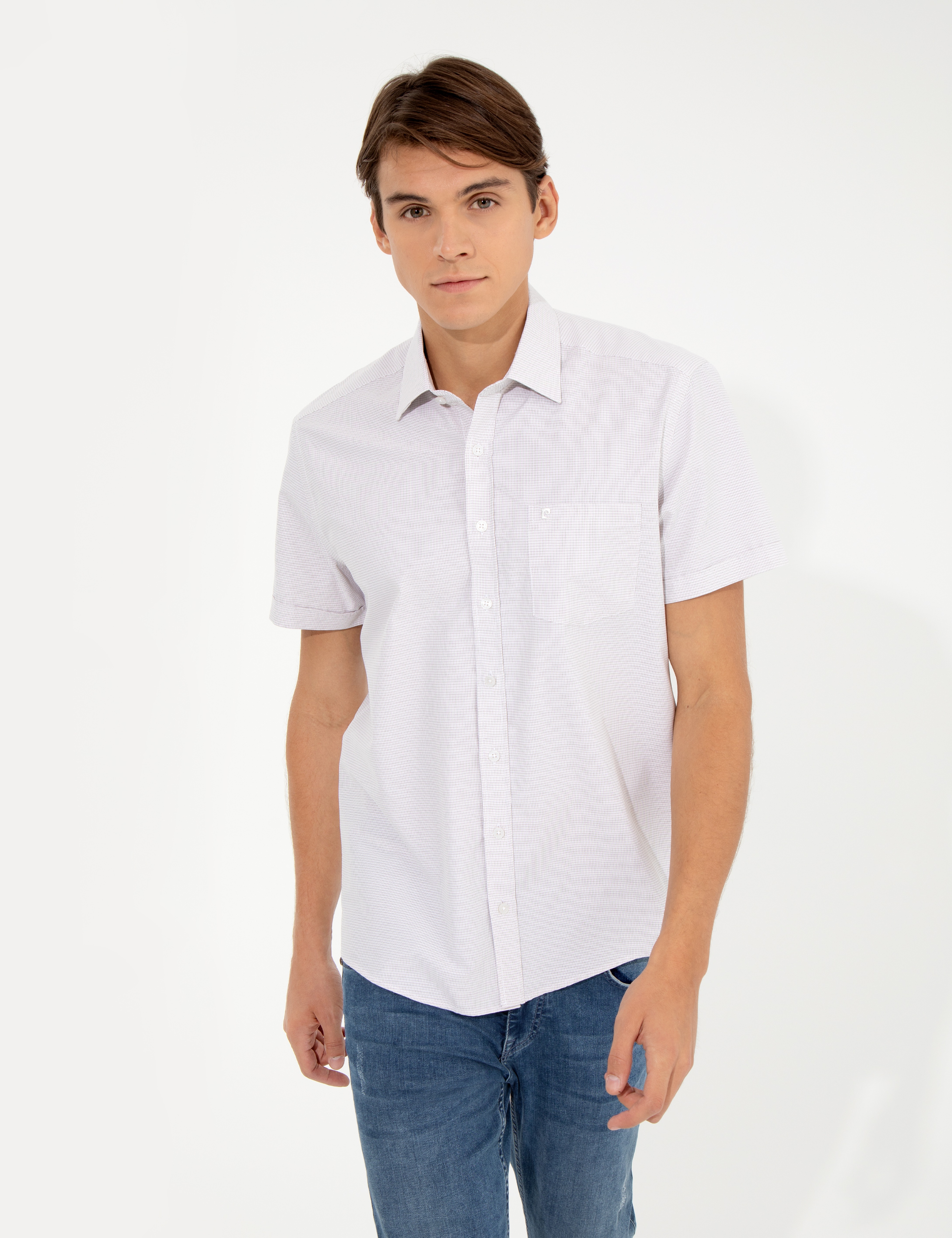 Bej Regular Fit Kısa Kollu Gömlek - Image 4