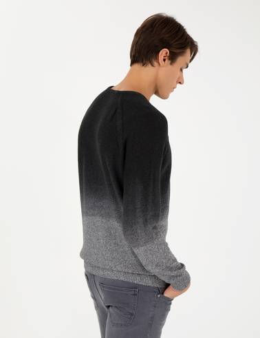 Siyah Slim Fit Bisiklet Yaka Triko Kazak