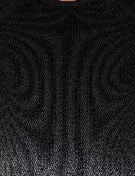 Siyah Slim Fit Bisiklet Yaka Triko Kazak - 50227060036