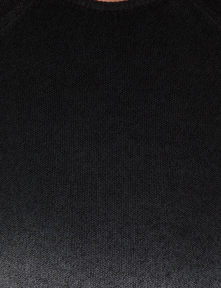 Siyah Slim Fit Bisiklet Yaka Triko Kazak