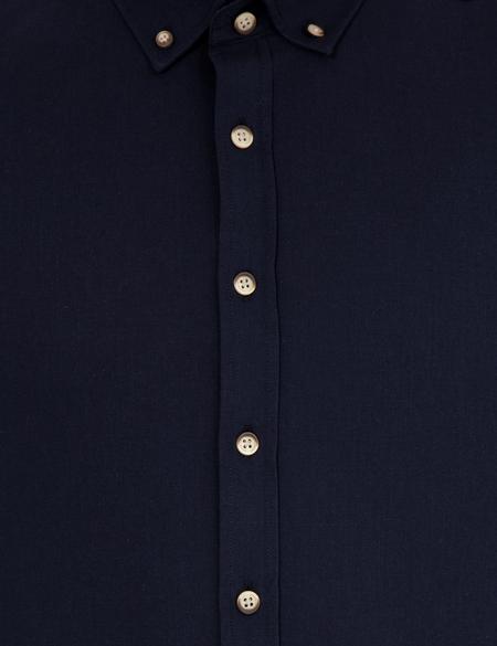 Lacivert Slim Fit Uzun Kollu Gömlek - 50247542089