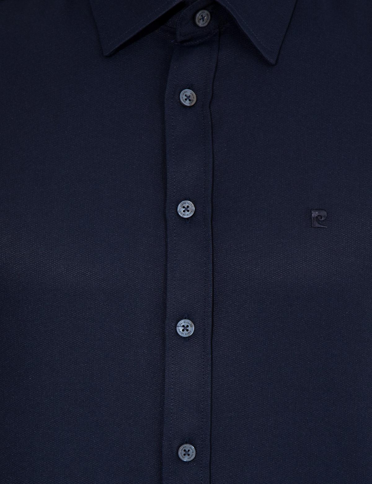 Lacivert Slim Fit Armürlü Klasik Gömlek - 50260290026