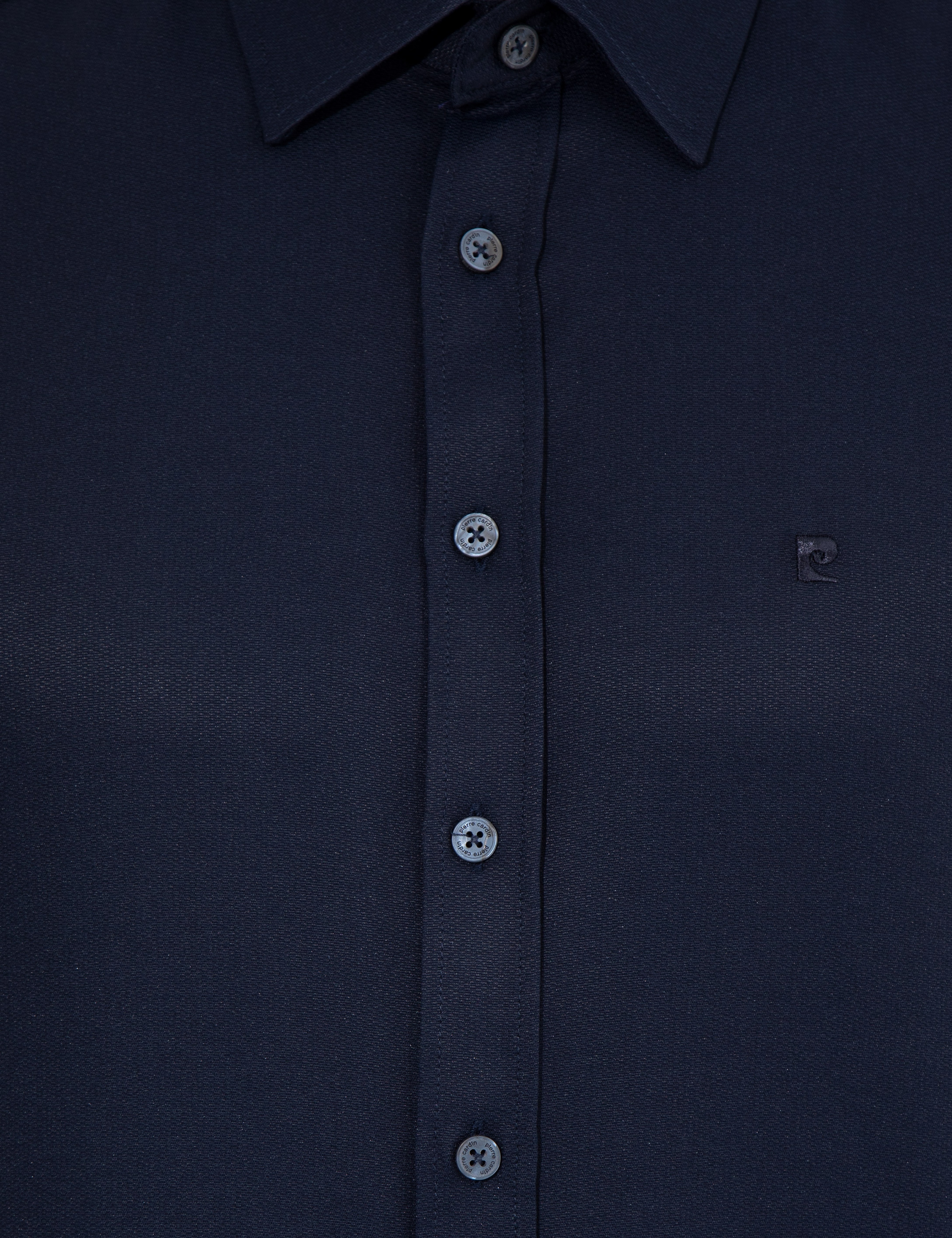 Lacivert Slim Fit Armürlü Klasik Gömlek