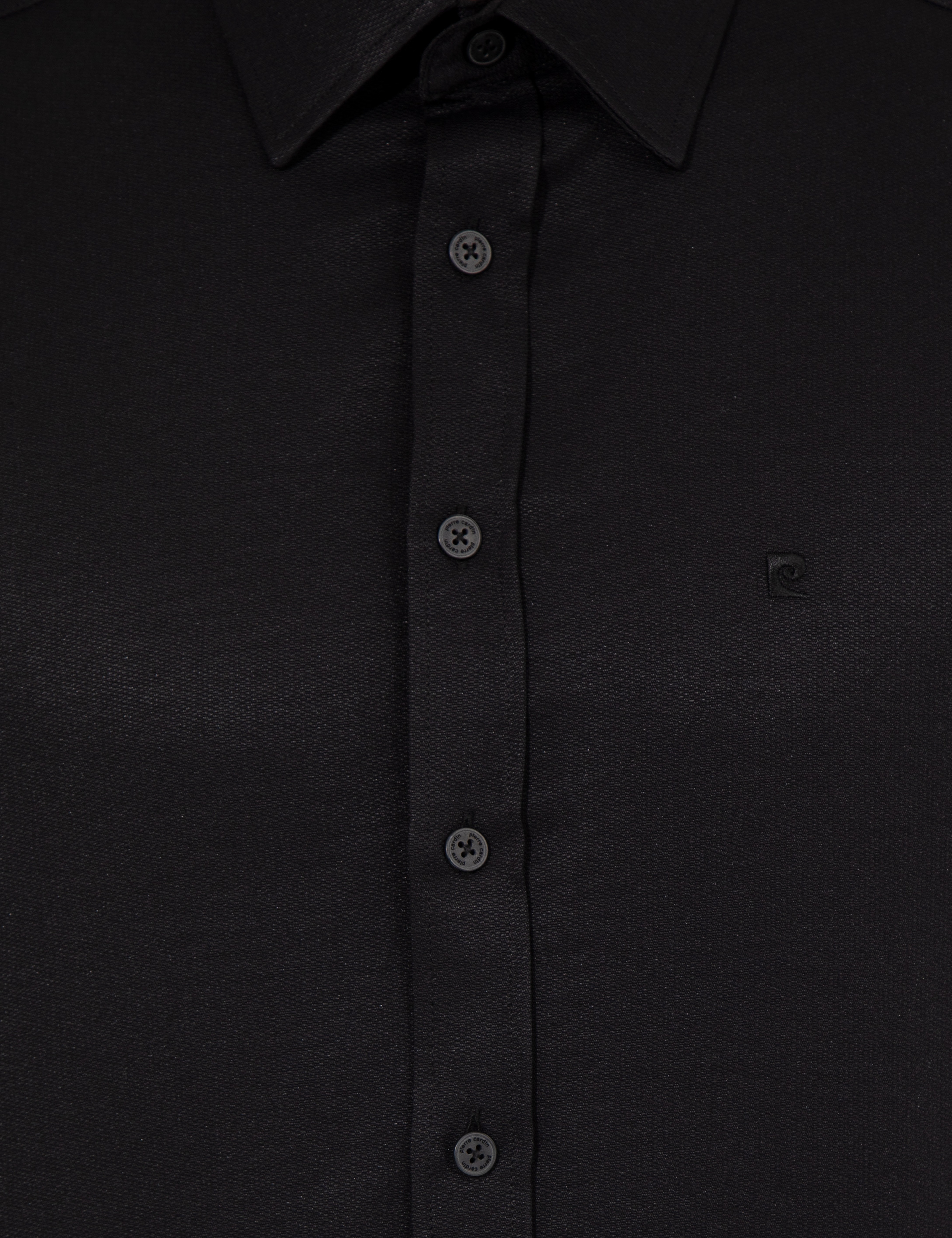 Siyah Slim Fit Armürlü Klasik Gömlek