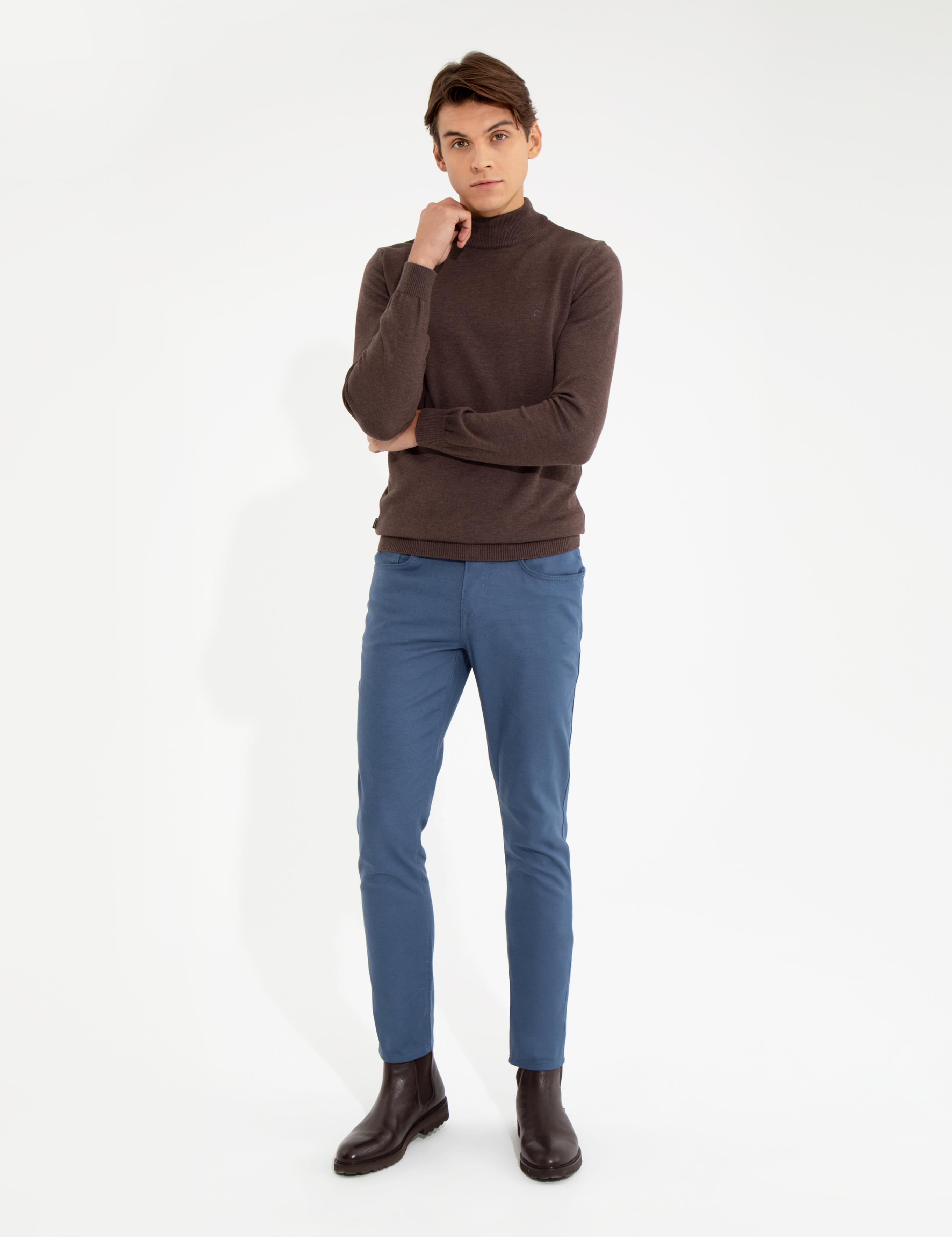 İndigo Slim Fit Keten Karışımlı 5 Cep Chino Pantolon