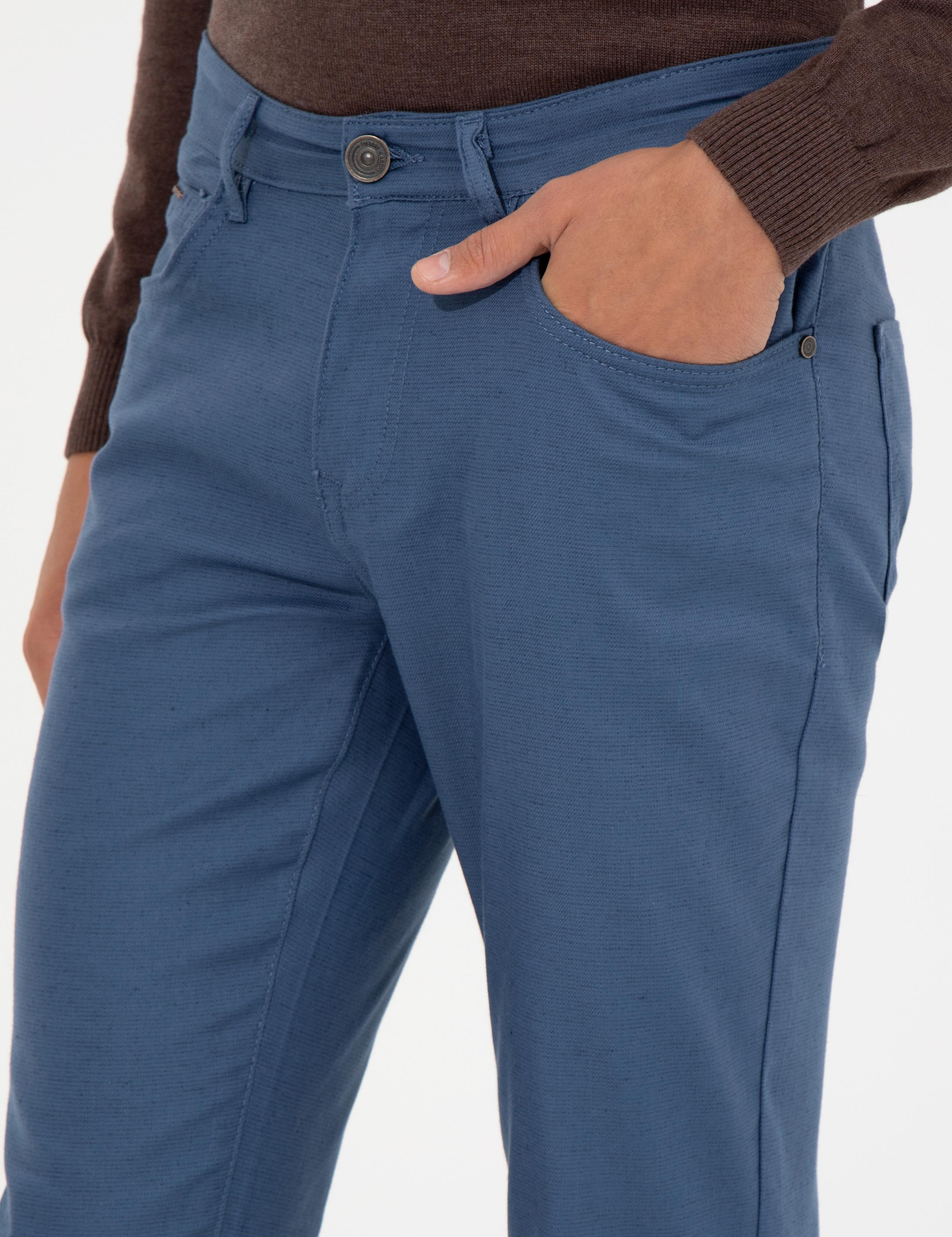 İndigo Slim Fit Keten Karışımlı 5 Cep Chino Pantolon