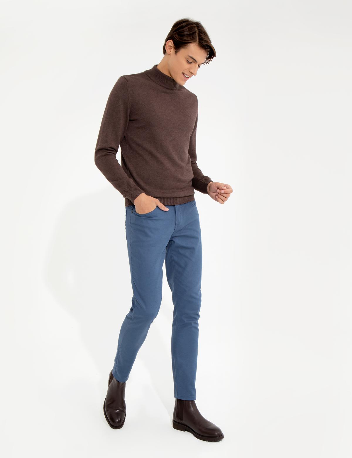 İndigo Slim Fit Keten Karışımlı 5 Cep Chino Pantolon