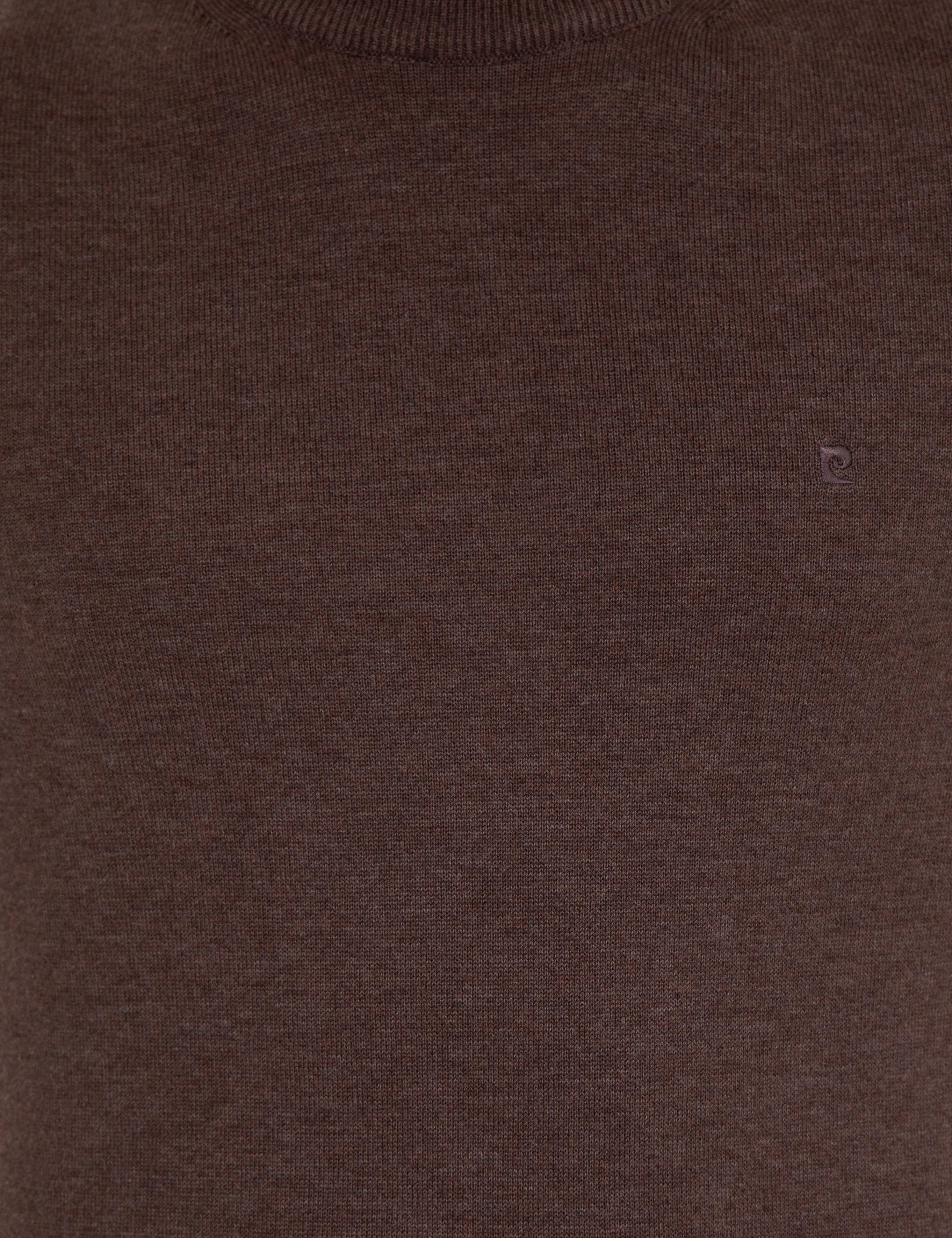 Açık Kahverengi Slim Fit Yarım Balıkçı Yaka Basic Triko Kazak