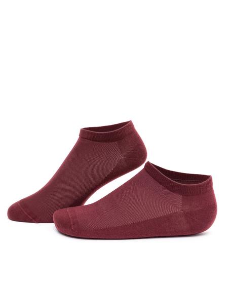 Erkek Pamuk Karışımlı Bordo Patik Basic Çorap - 50258469004