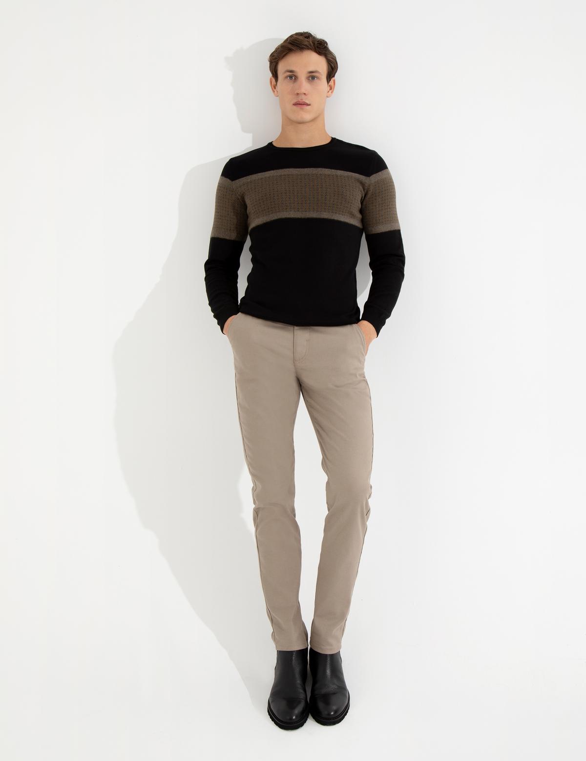 Siyah Slim Fit Triko Kazak - 50227838059