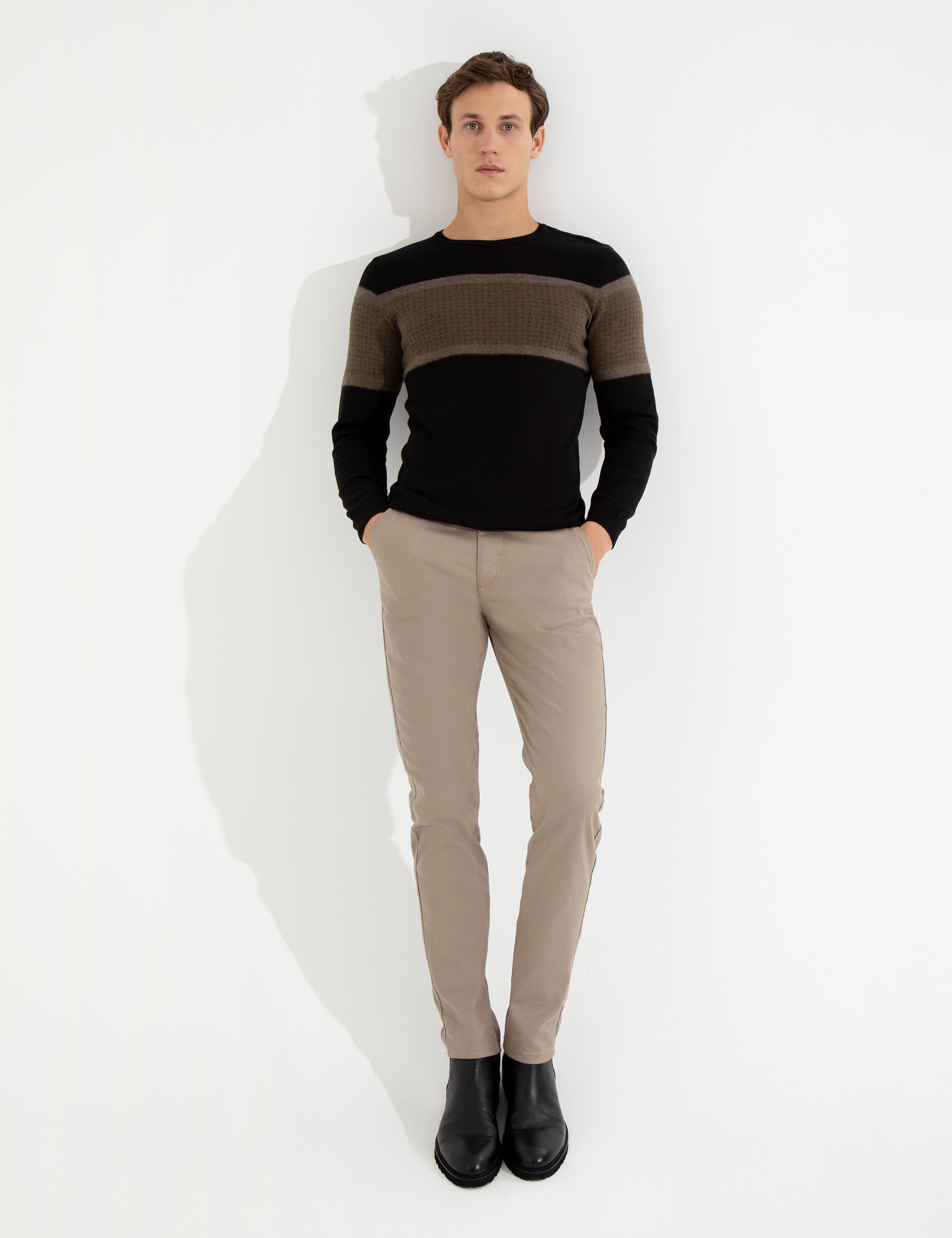 Siyah Slim Fit Triko Kazak - Image 2