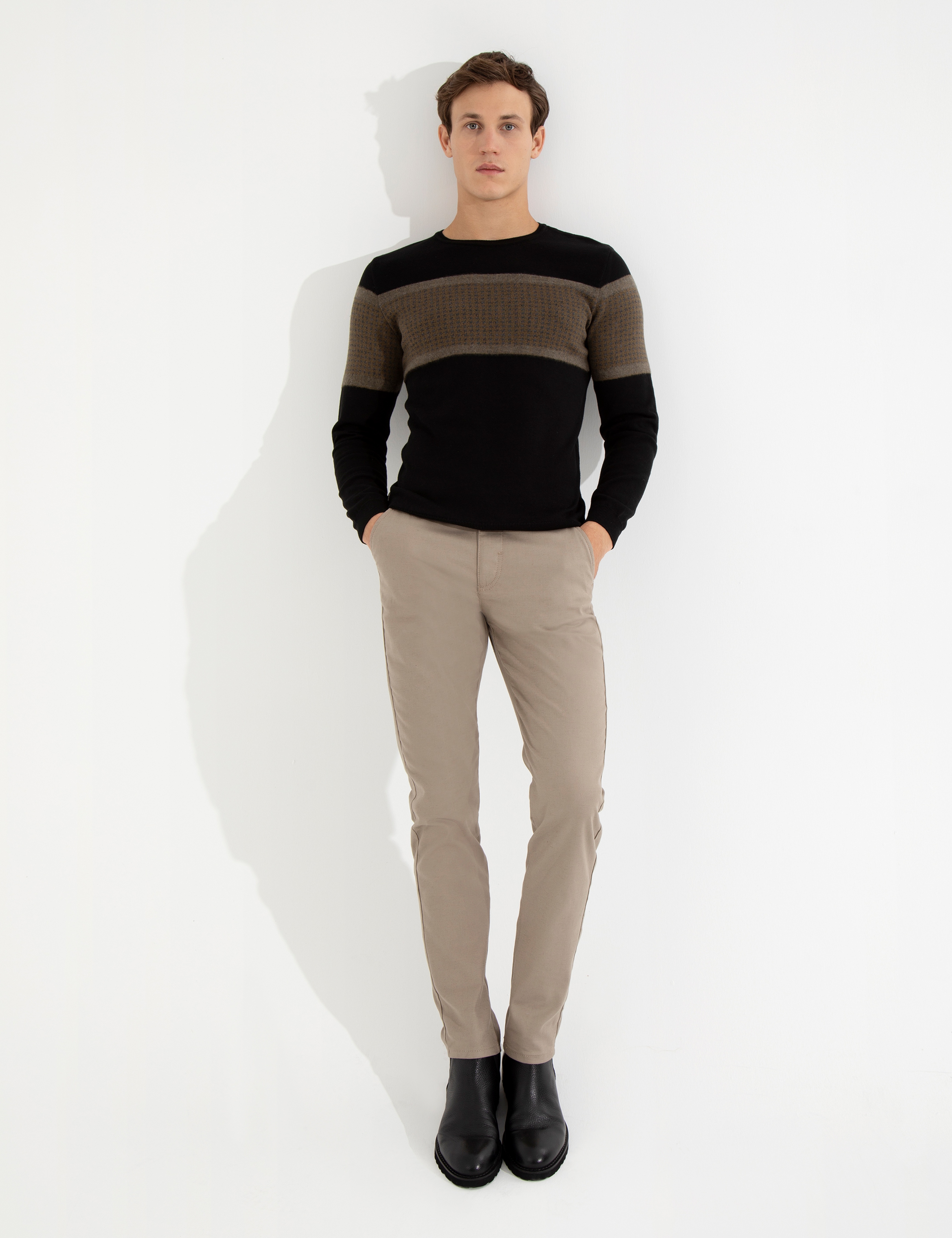 Siyah Slim Fit Triko Kazak
