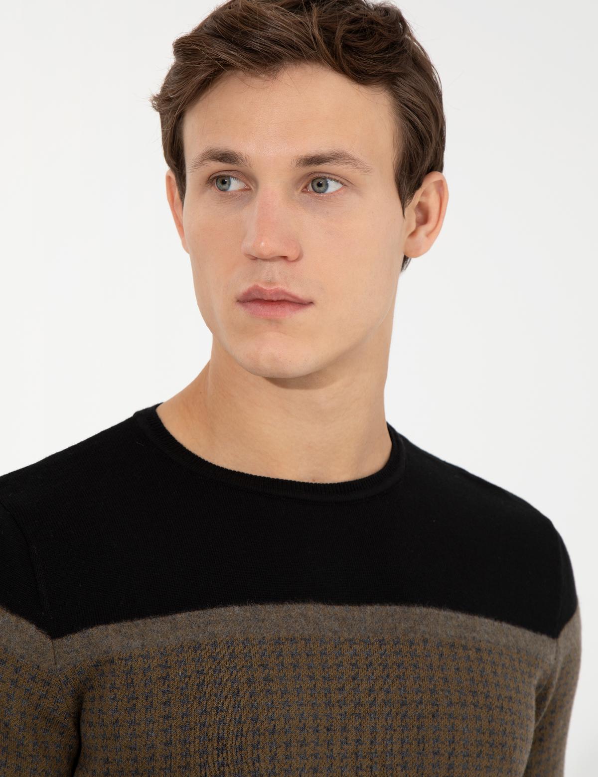 Siyah Slim Fit Triko Kazak - 50227838059