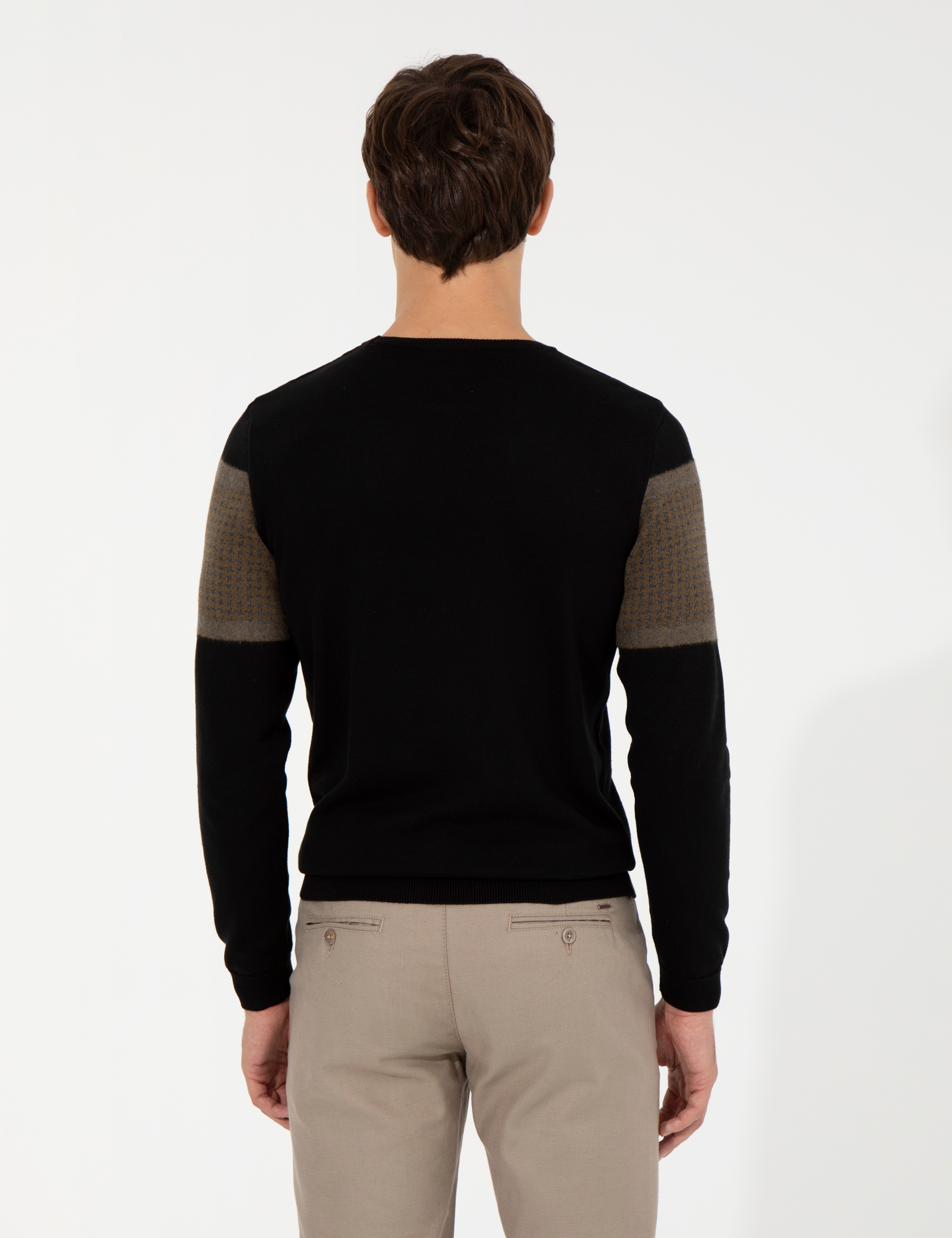 Siyah Slim Fit Triko Kazak - Image 5