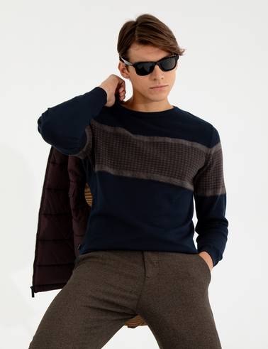 Lacivert Slim Fit Triko Kazak