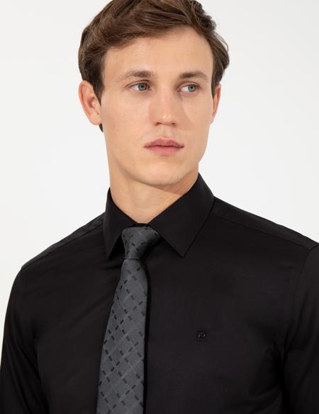 Siyah Slim Fit Uzun Kollu Klasik Gömlek - 50251166015