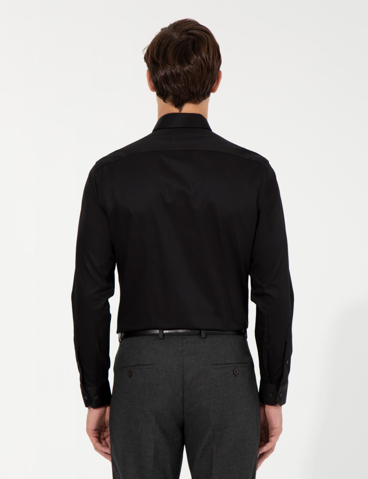 Siyah Slim Fit Uzun Kollu Klasik Gömlek - 50251166015