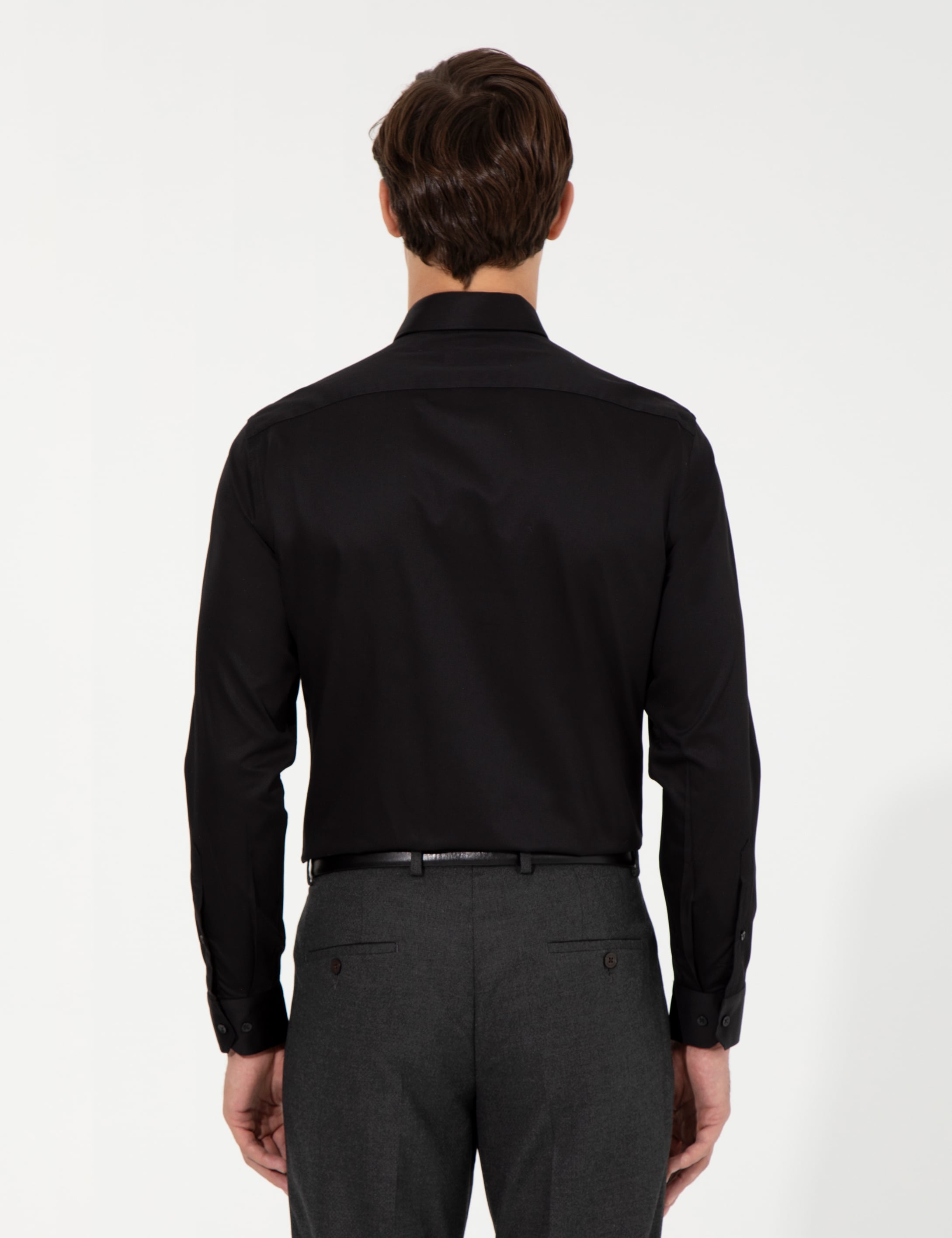 Siyah Slim Fit Uzun Kollu Klasik Gömlek