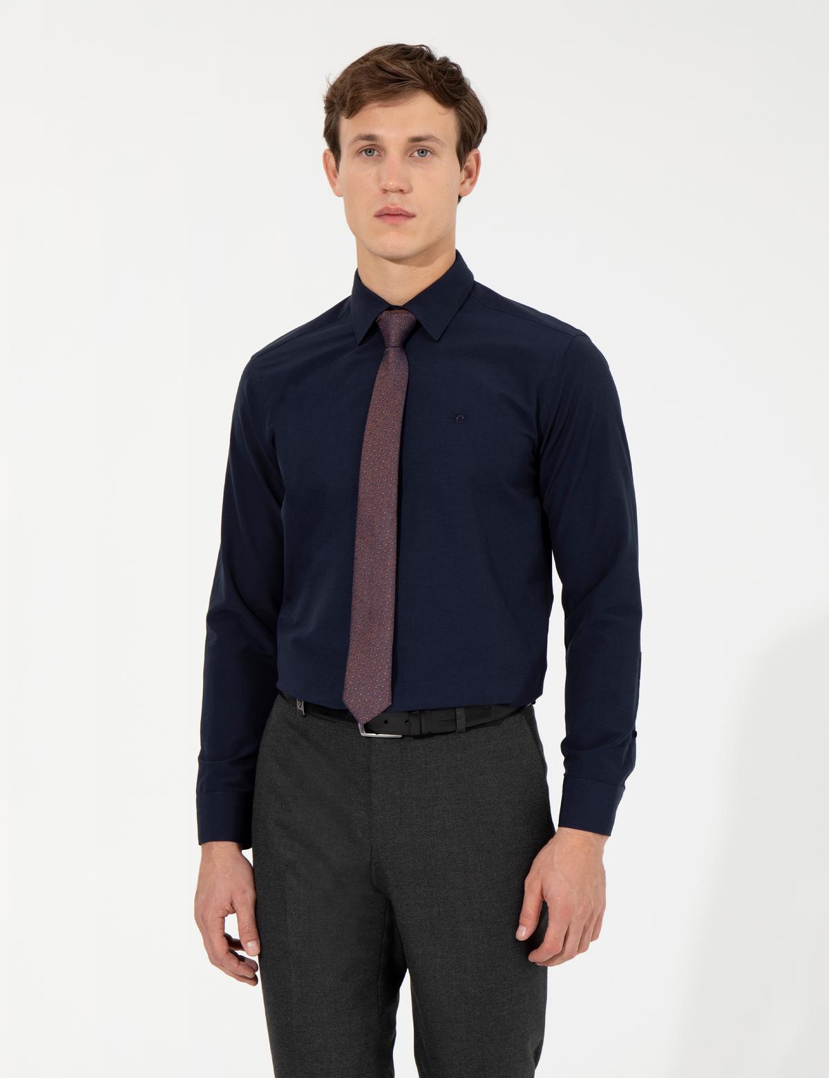 Lacivert Regular Fit Uzun Kollu Klasik Gömlek - 50258982010