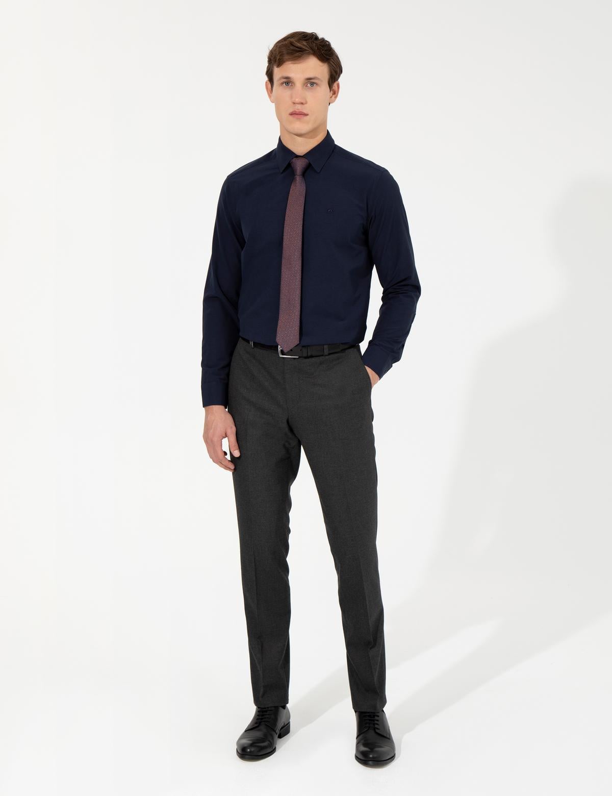 Lacivert Regular Fit Uzun Kollu Klasik Gömlek - 50258982010