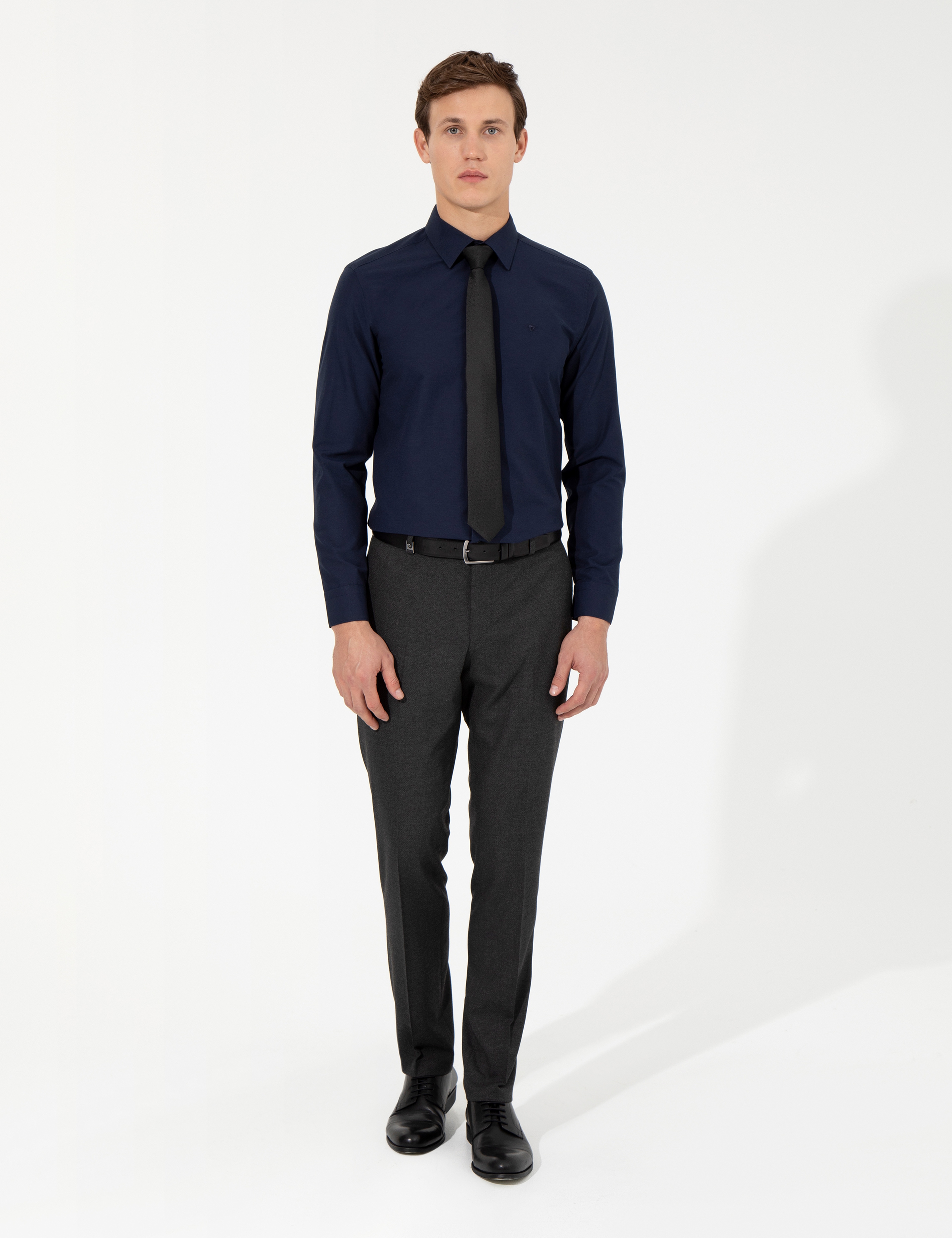 Lacivert Slim Fit Uzun Kollu Klasik Gömlek